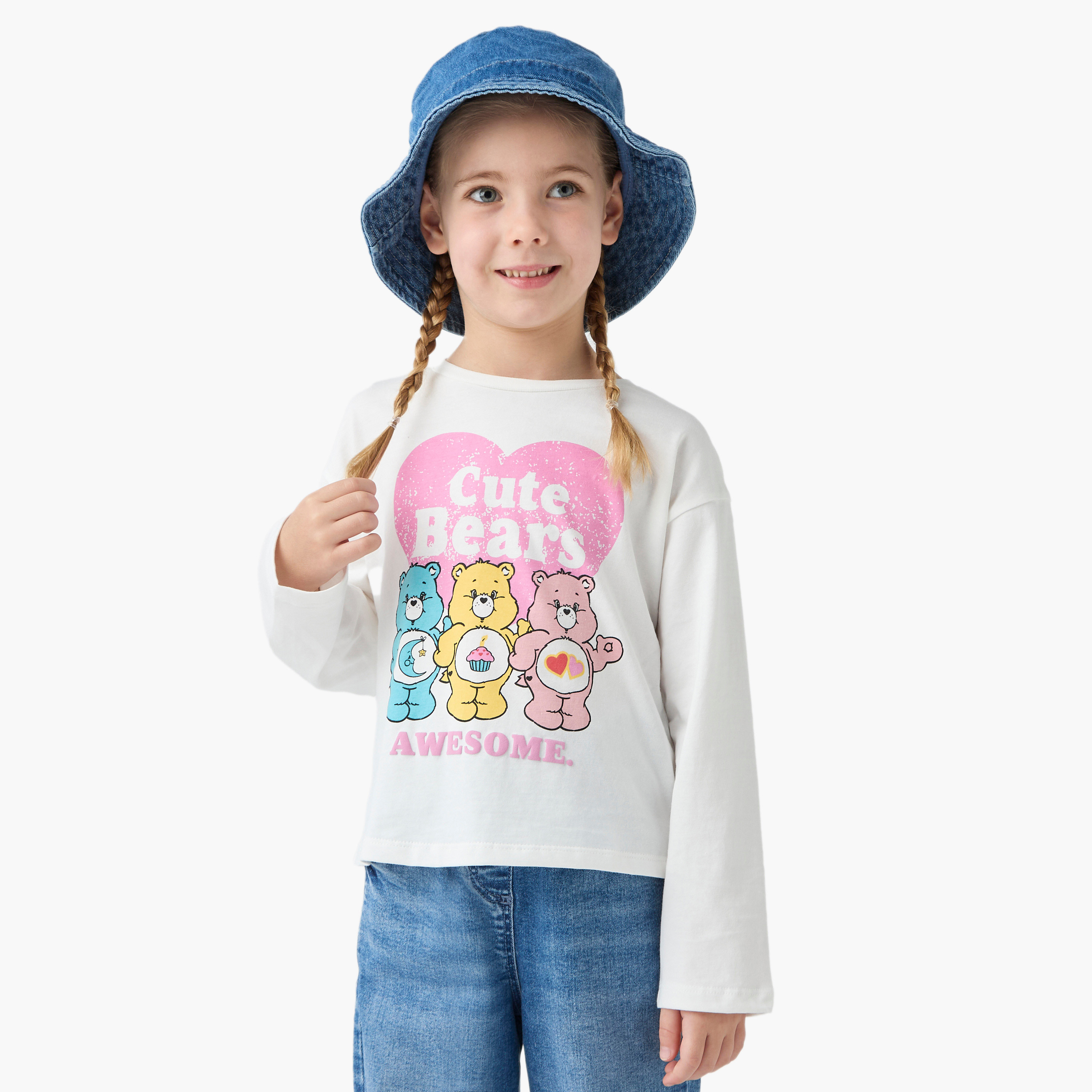 Disney Bear Print T-shirt with Long Sleeves-girls-clothing-tshirts-image-1