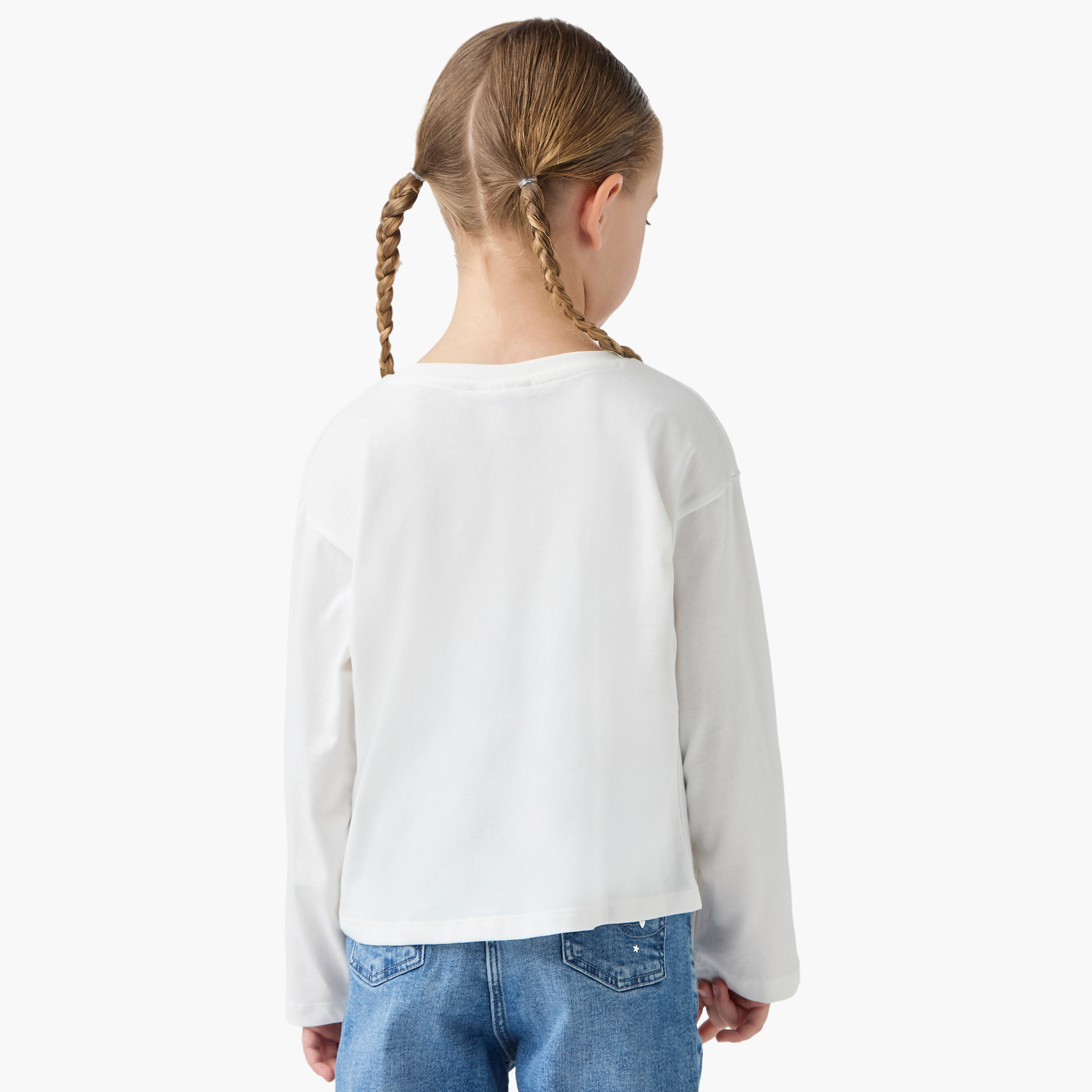 Disney Bear Print T-shirt with Long Sleeves-girls-clothing-tshirts-image-3