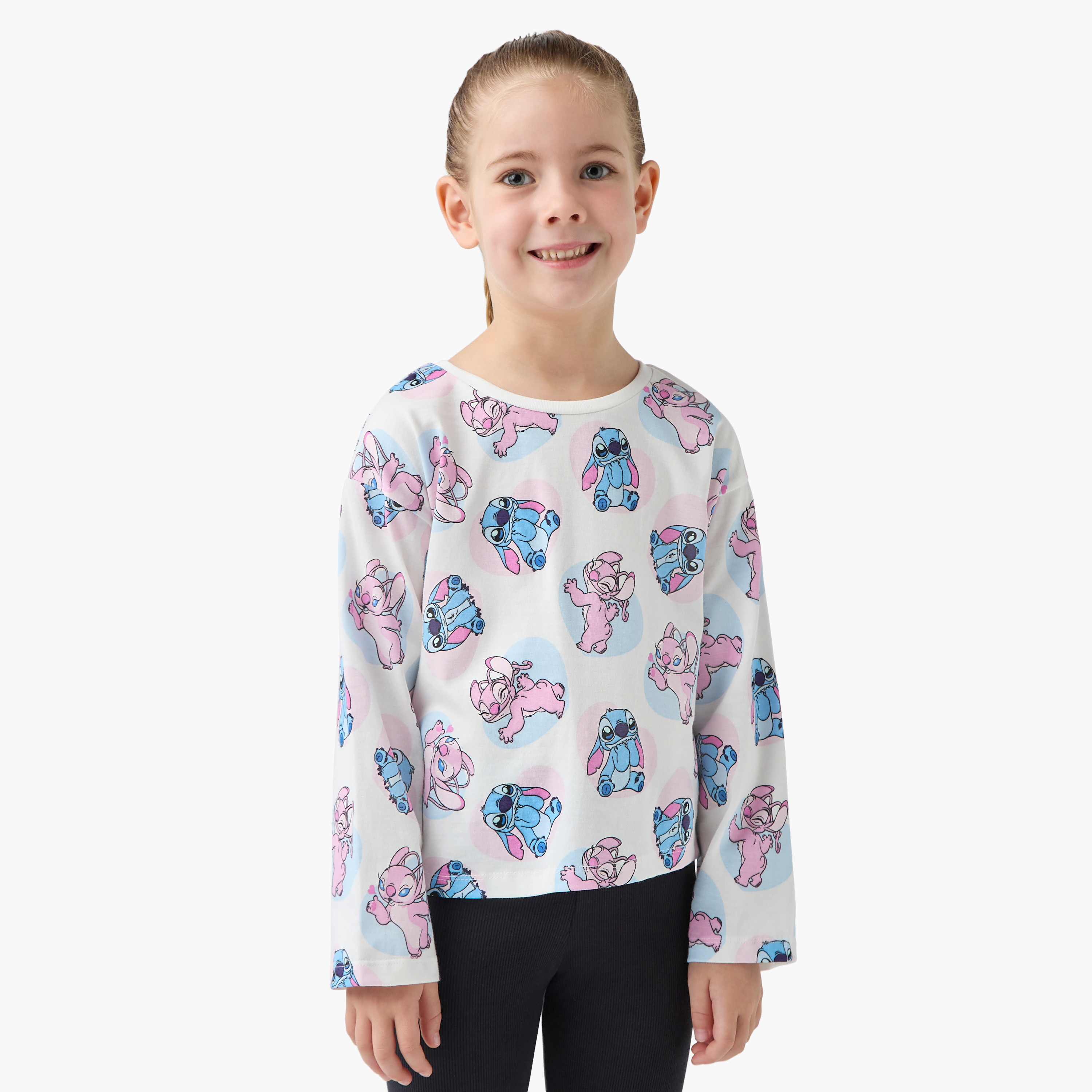Disney Lilo and Stitch Print T-shirt with Long Sleeves - Set of 2-girls-clothing-multipacks-image-2