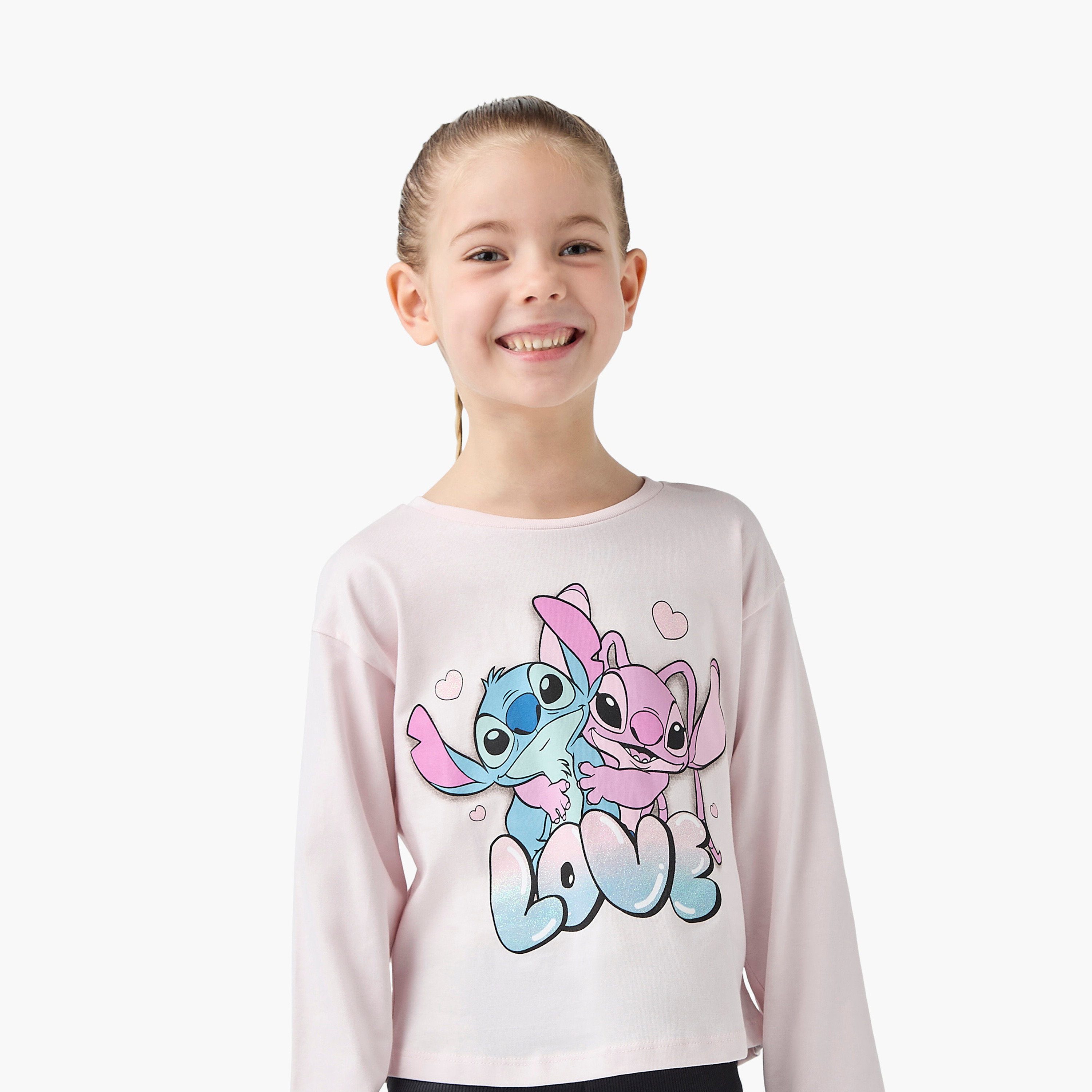 Disney Lilo and Stitch Print T-shirt with Long Sleeves - Set of 2-girls-clothing-multipacks-image-3