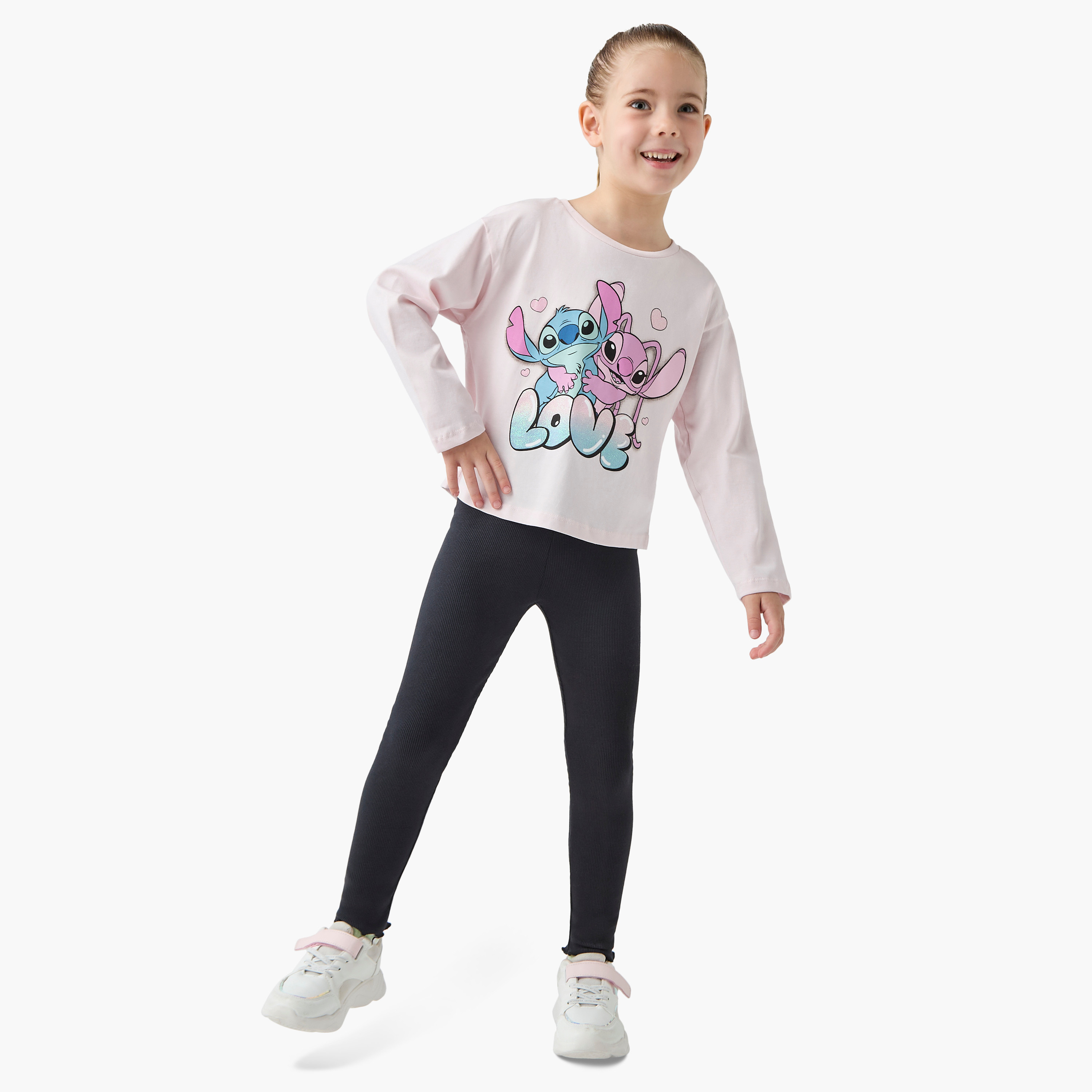 Disney Lilo and Stitch Print T-shirt with Long Sleeves - Set of 2-girls-clothing-multipacks-image-6
