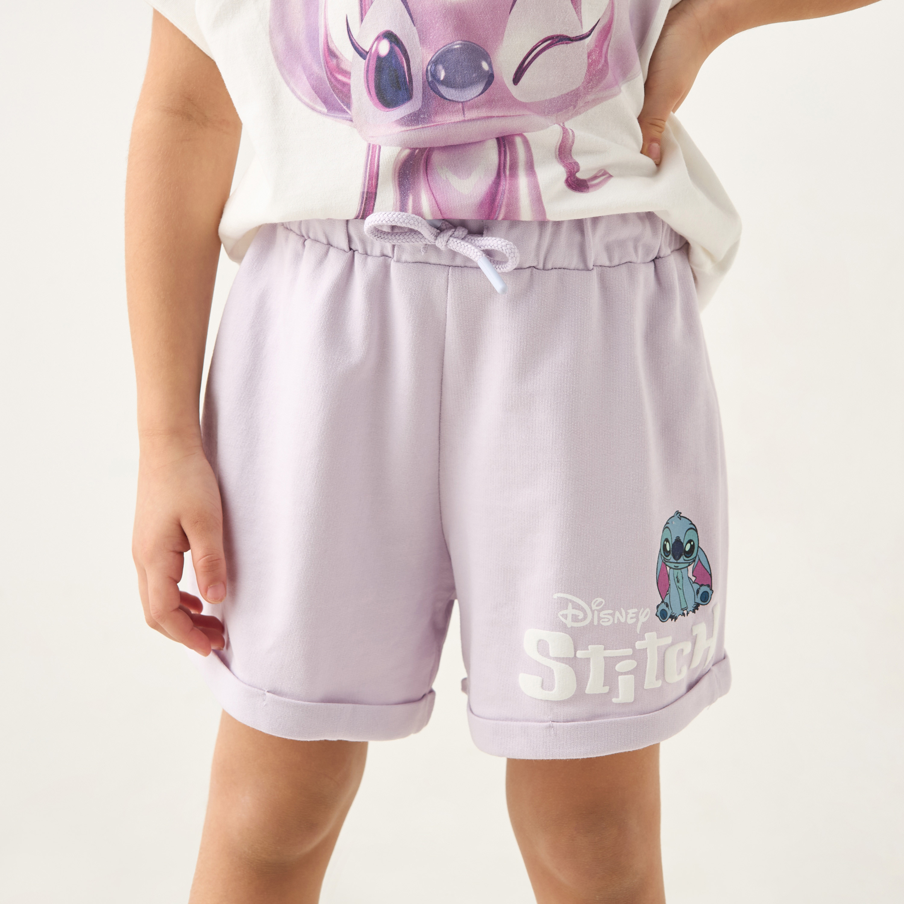 Disney Lilo and Stitch Print Shorts with Elasticated Waistband-baby-girls-clothing-bottoms-shorts-image-1