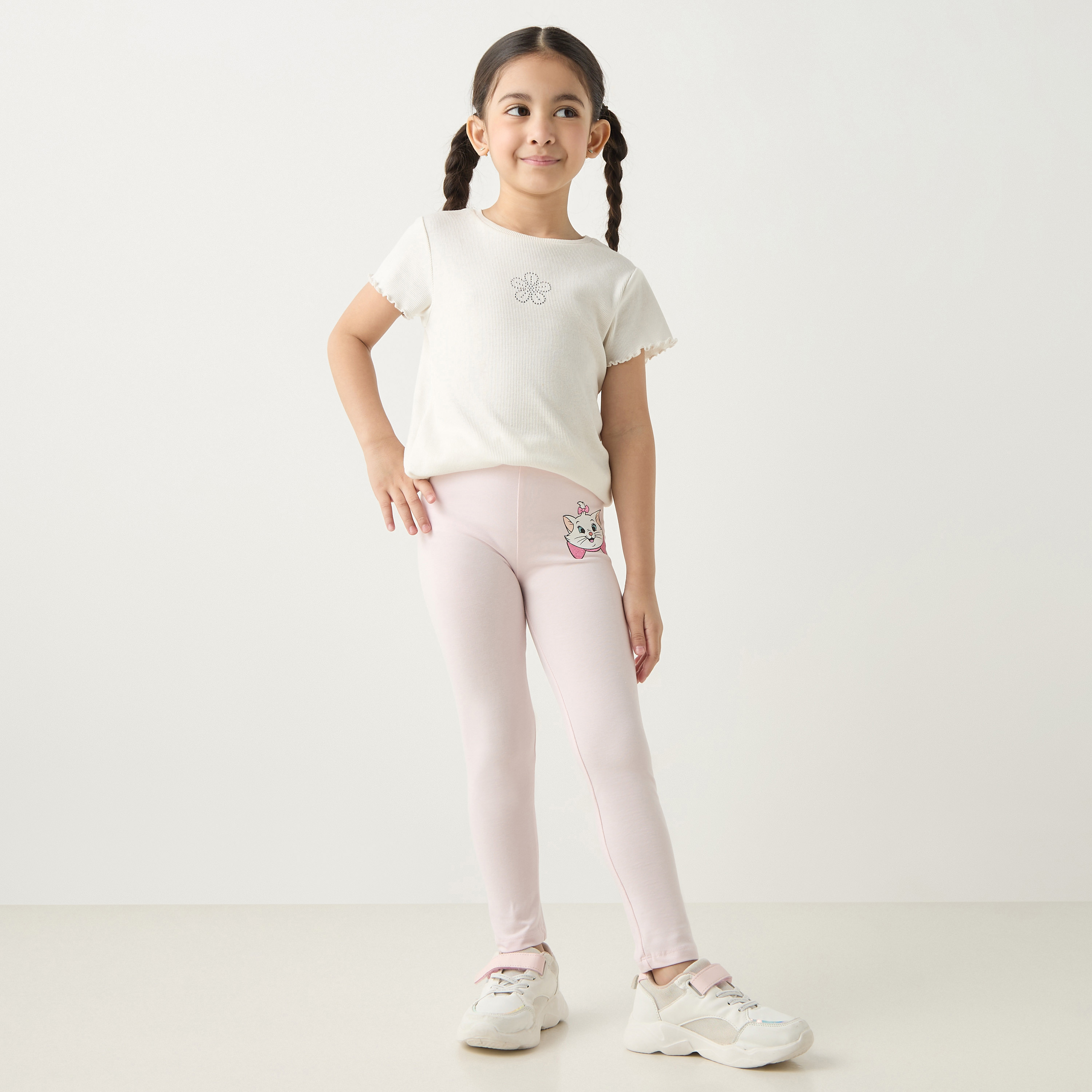 Disney Marie Print Leggings with Elasticated Waistband-girls-clothing-bottoms-leggings-image-2