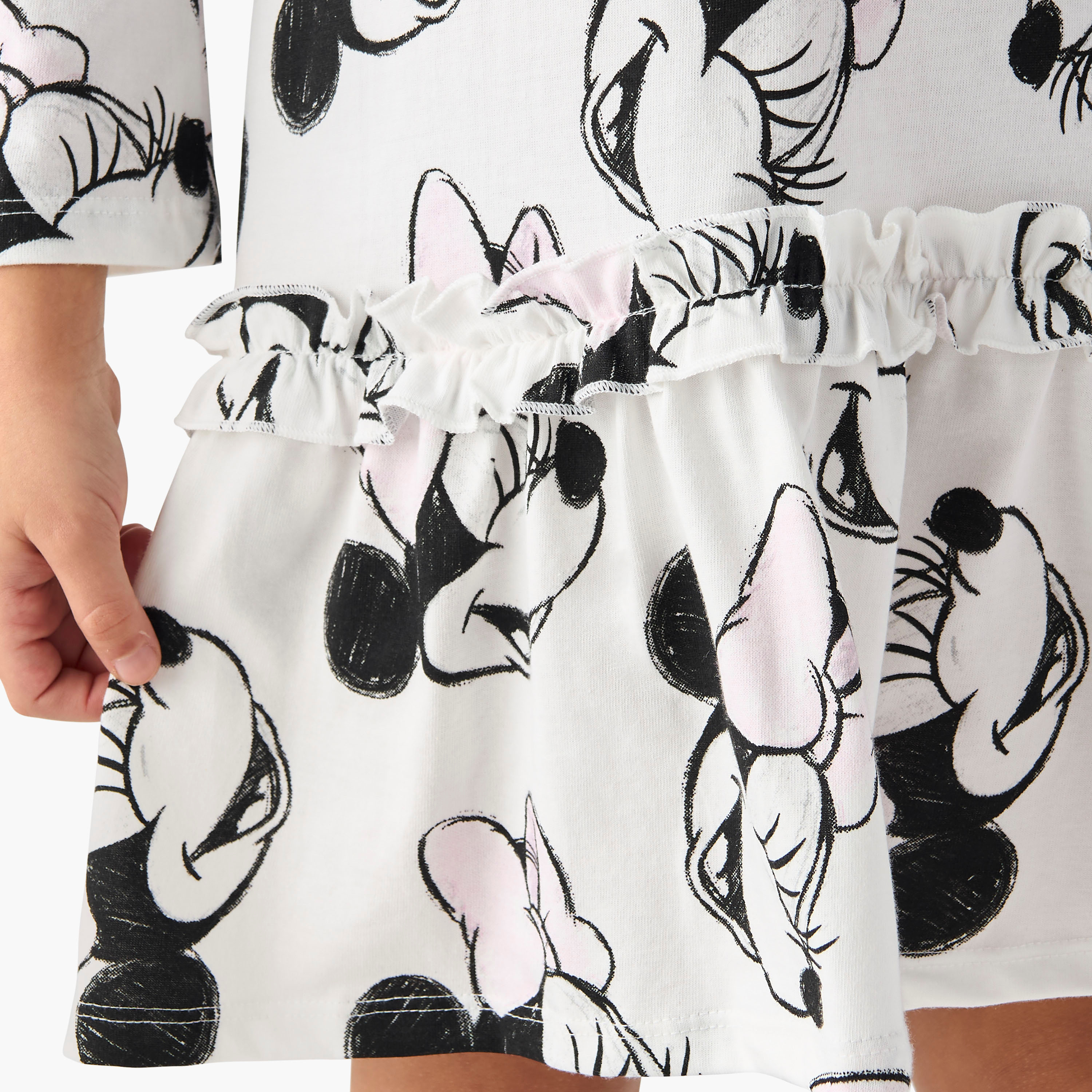 فستان إيه لاين بأكمام طويلة وكشكش وطبعات ميني ماوس من ديزني-girls-clothing-dressesandjumpsuits-image-4
