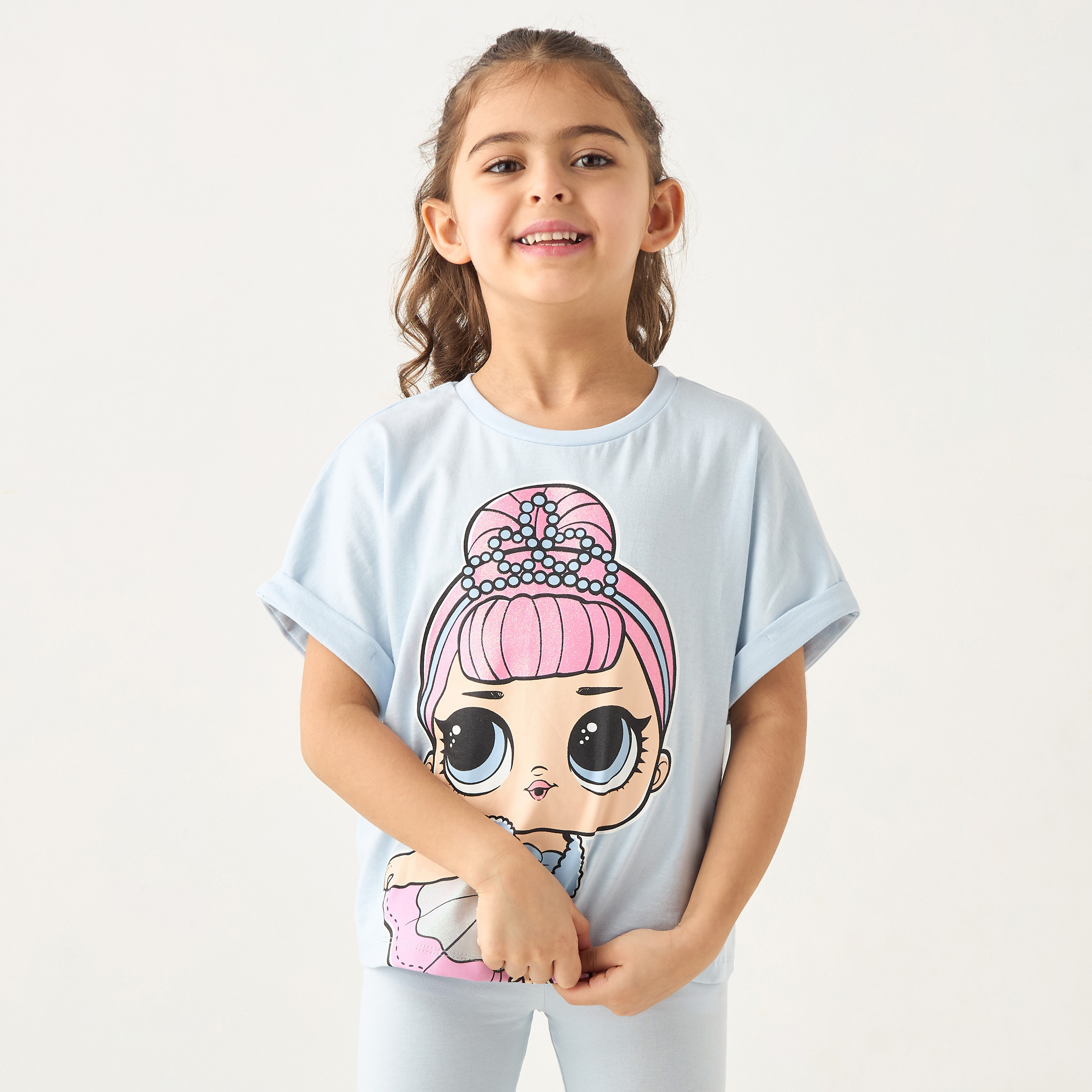 Buy L.O.L. Surprise Graphic Print Round Neck T shirt with Extended Sleeves Online Babyshop UAE