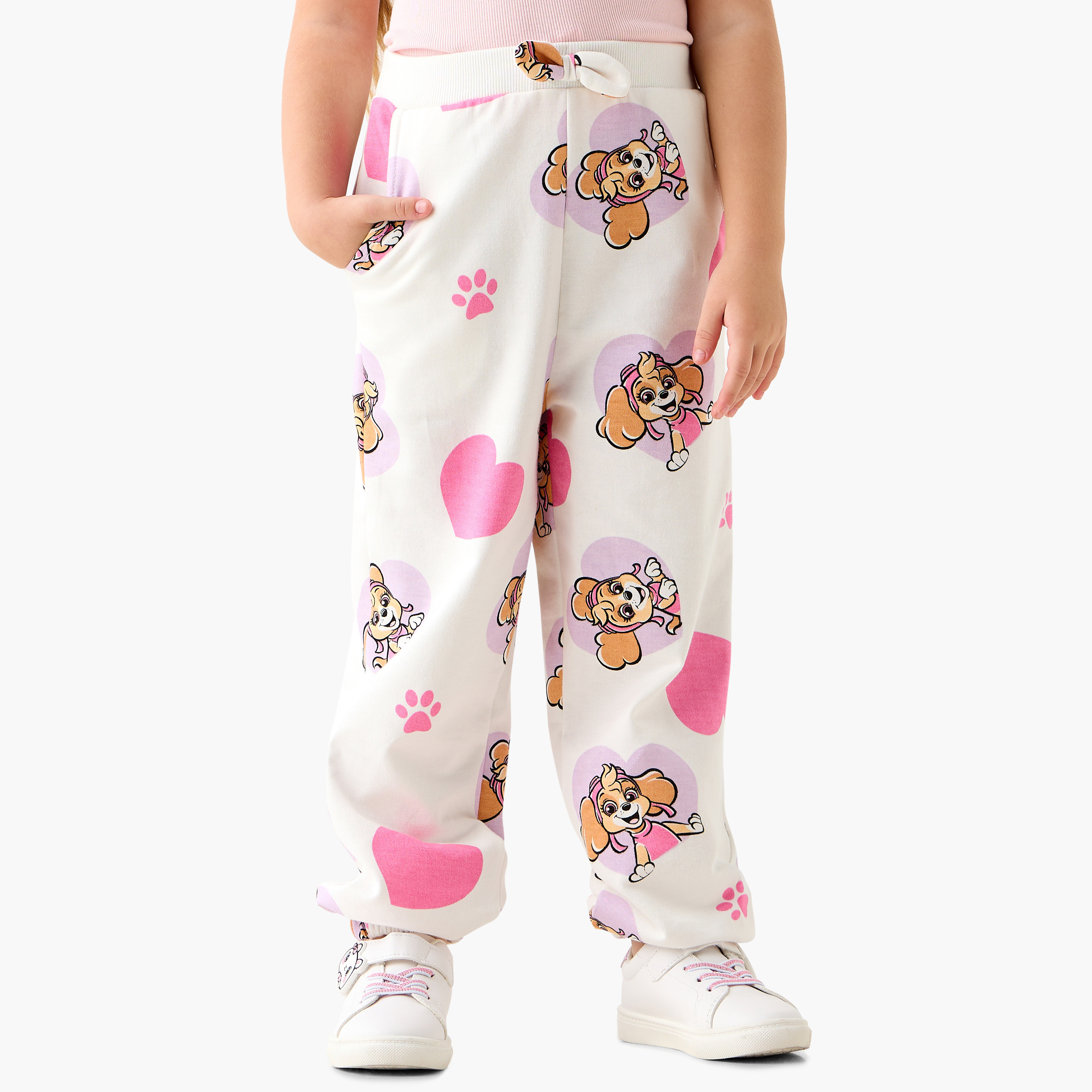 Skye Print Joggers with Bow Detail and Elasticated Waistband-baby-girls-clothing-bottoms-joggersandtrackpants-image-1