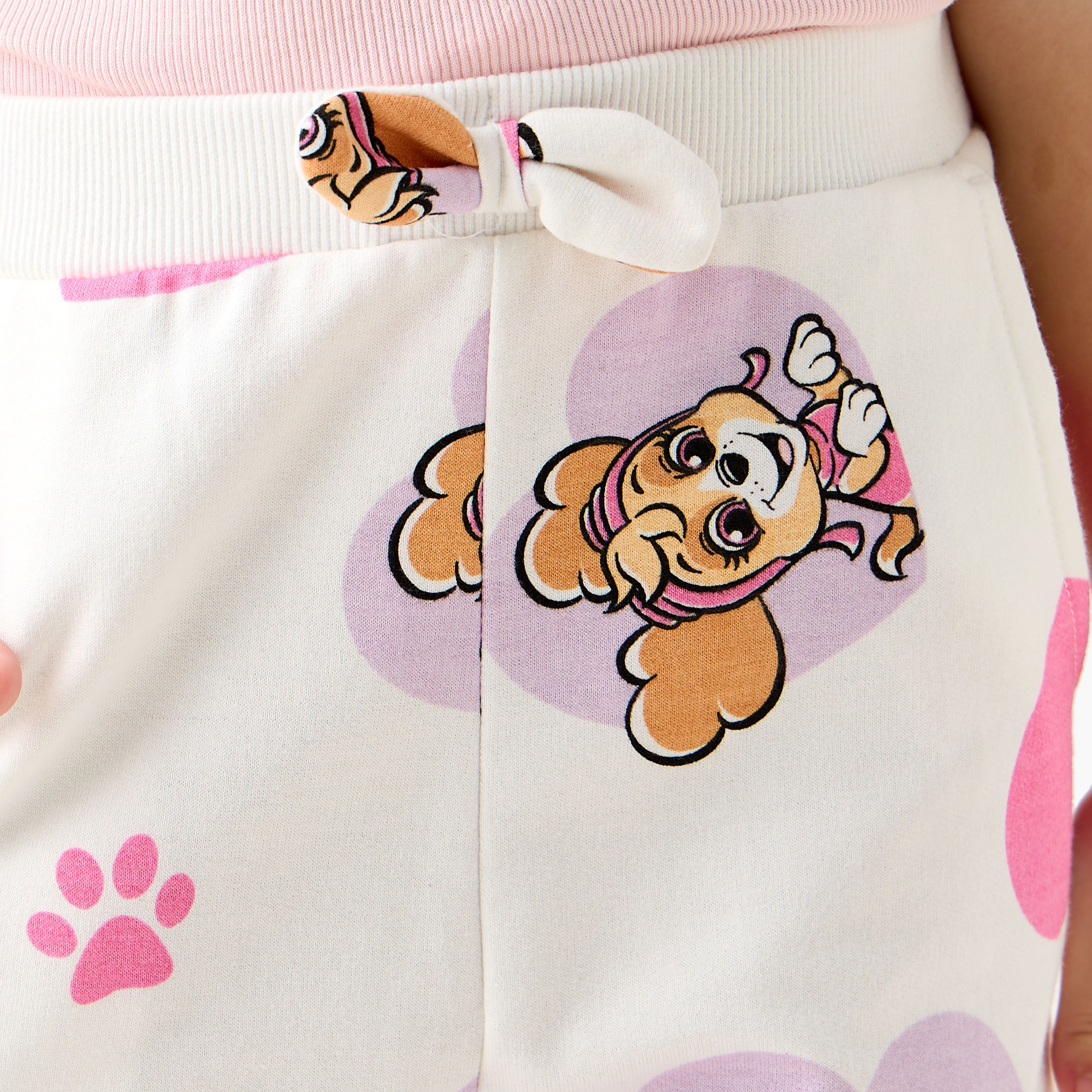 Skye Print Joggers with Bow Detail and Elasticated Waistband-baby-girls-clothing-bottoms-joggersandtrackpants-image-4