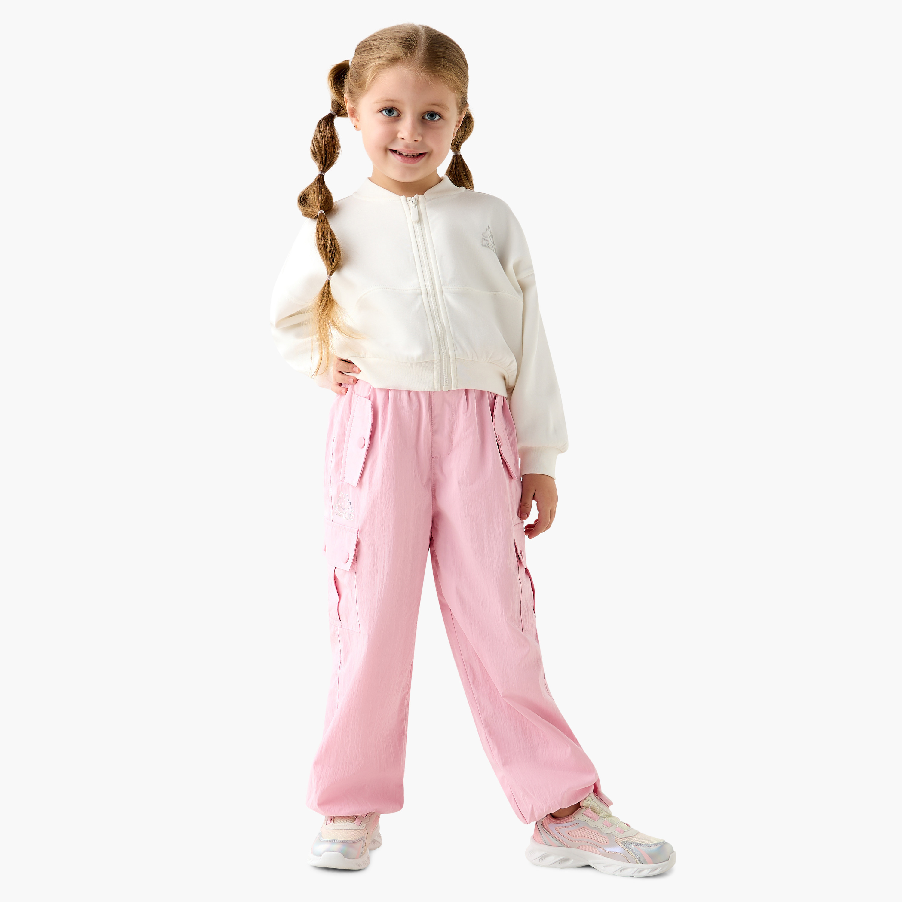 Kappa Textured Cargo Pants with Elasticated Waistband-girls-clothing-sportswear-bottoms-image-2