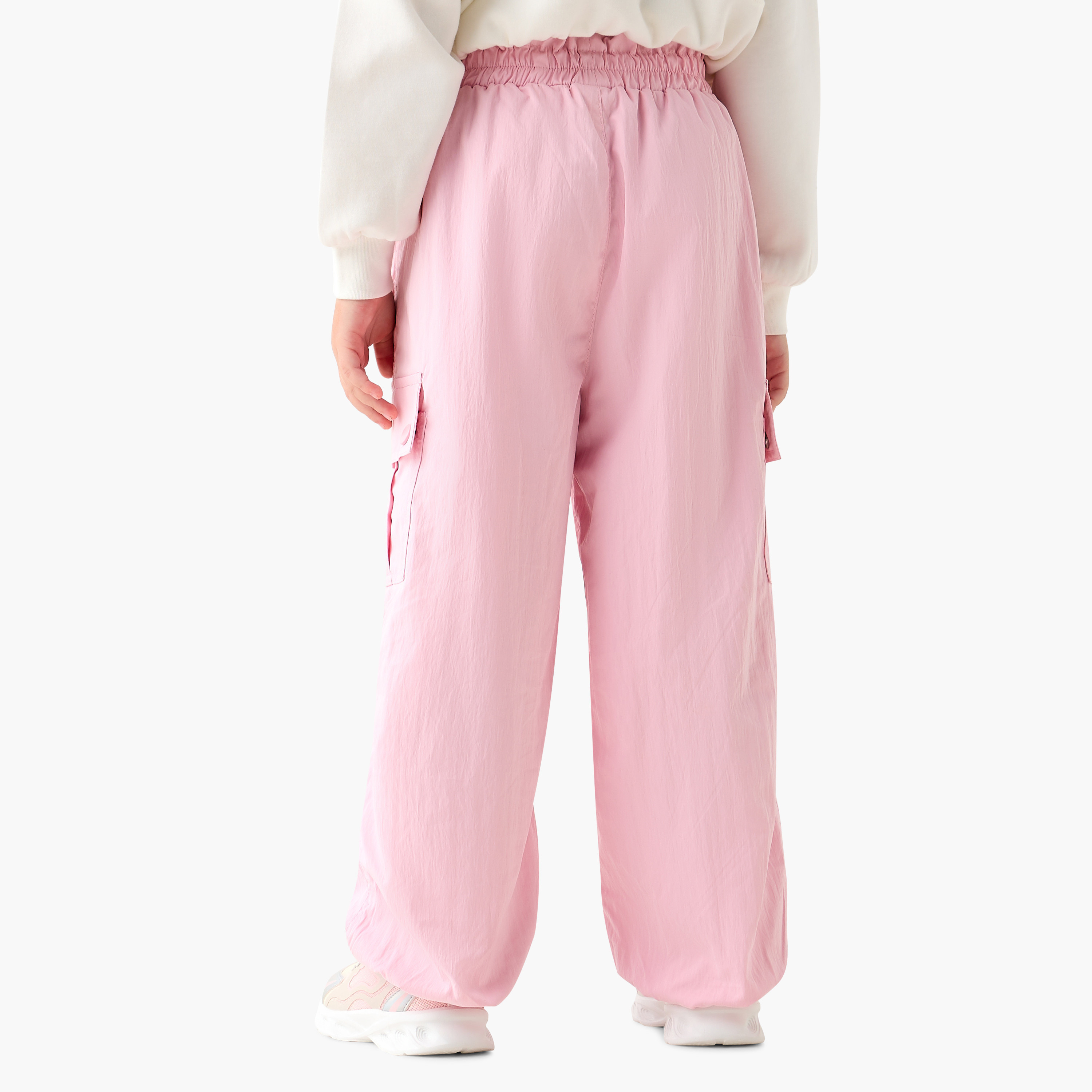 Kappa Textured Cargo Pants with Elasticated Waistband-girls-clothing-sportswear-bottoms-image-3