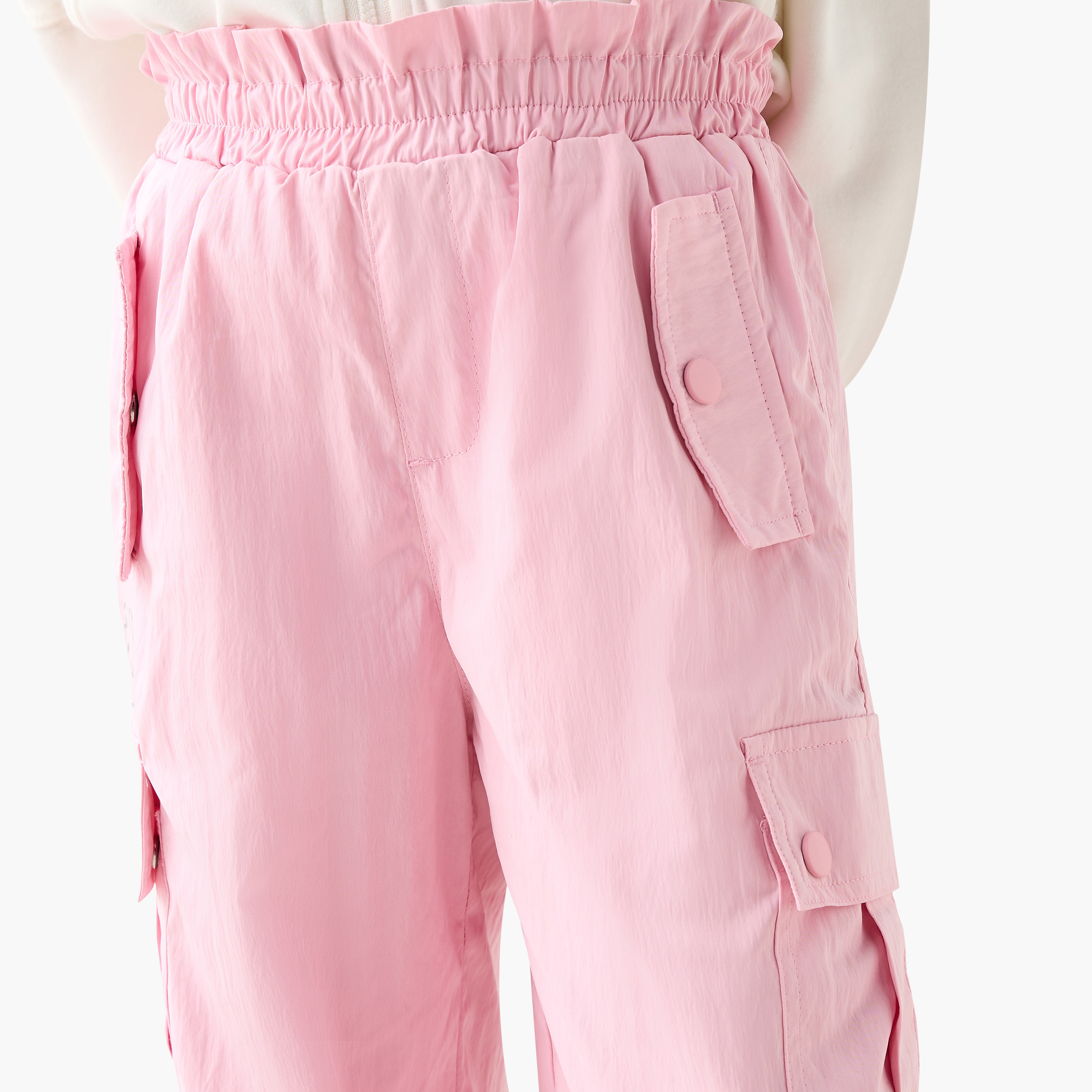 Kappa Textured Cargo Pants with Elasticated Waistband-girls-clothing-sportswear-bottoms-image-4