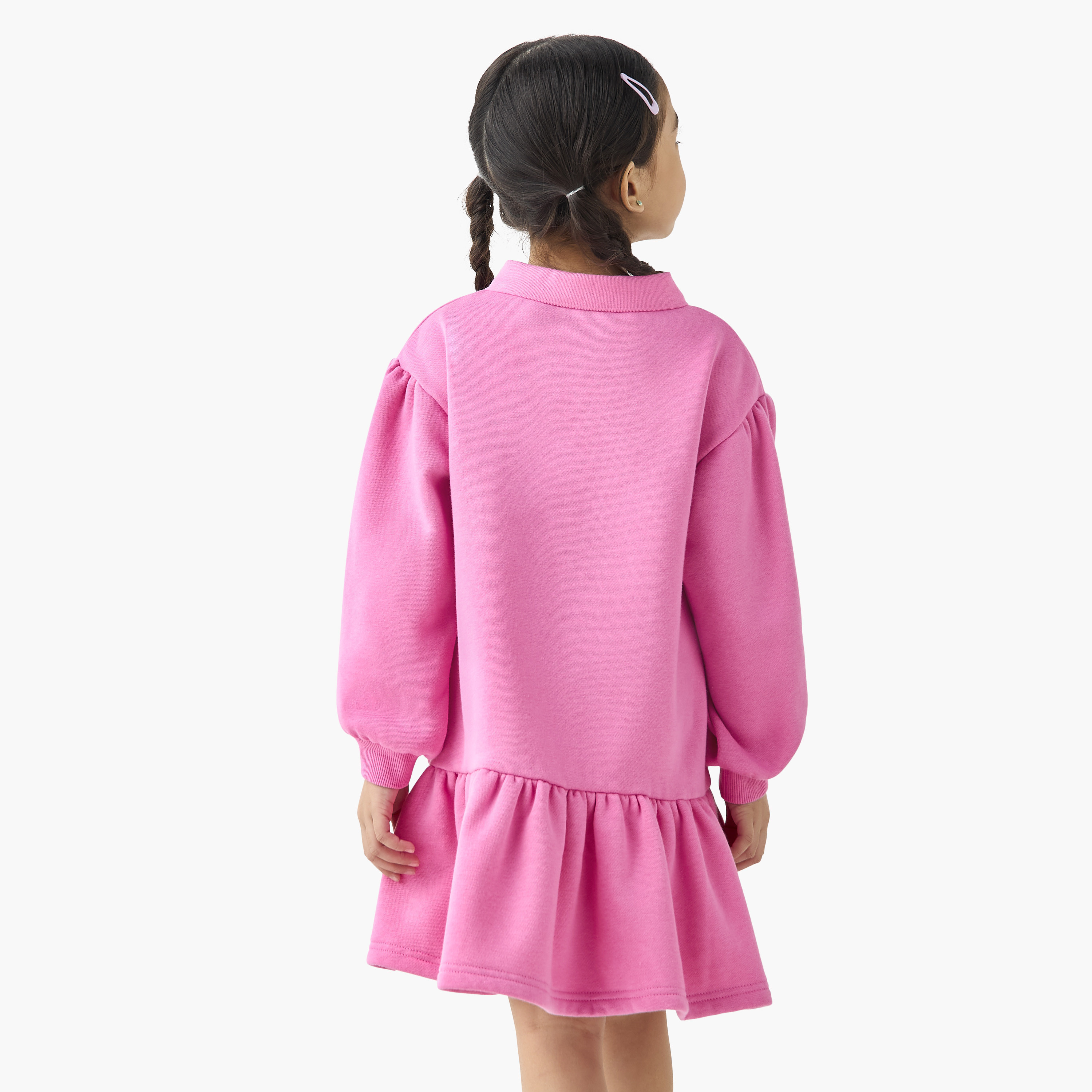 Kappa Logo Detail Polo Dress with Long Sleeves and Flounce Hem-girls-clothing-dressesandjumpsuits-image-3