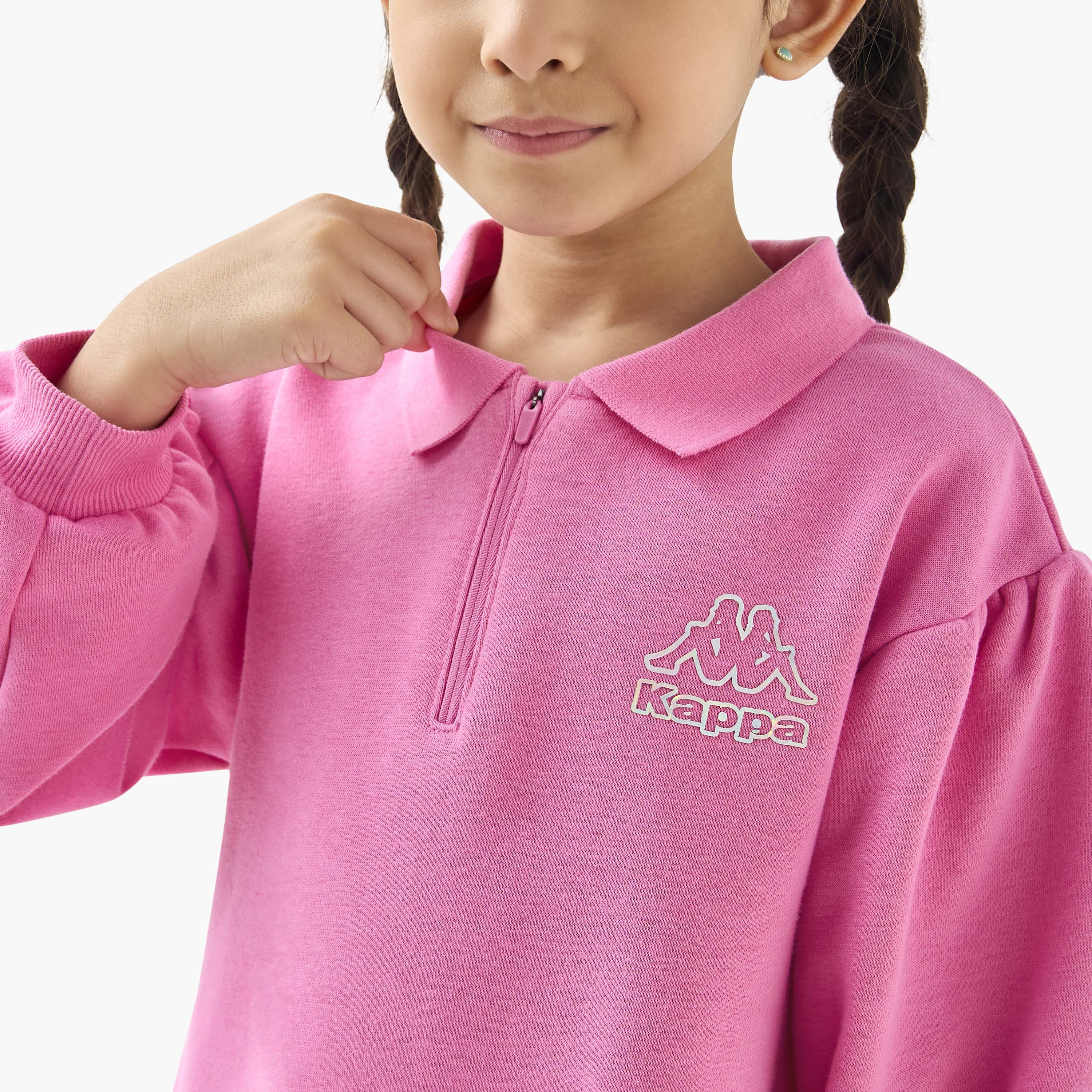 Kappa Logo Detail Polo Dress with Long Sleeves and Flounce Hem-girls-clothing-dressesandjumpsuits-image-4