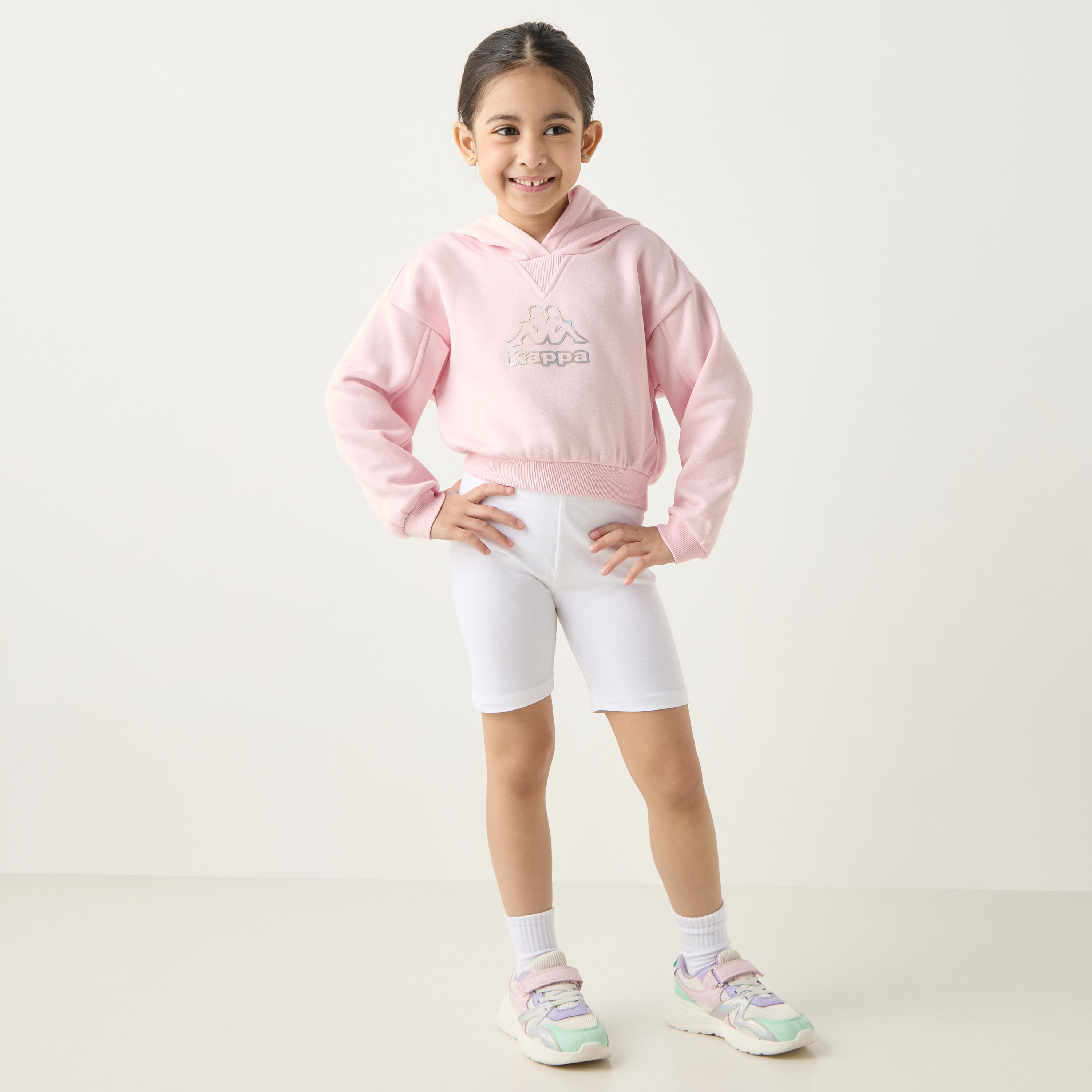 Kappa Logo Print Hooded Sweatshirt with Long Sleeves-girls-clothing-sweatshirts-image-2