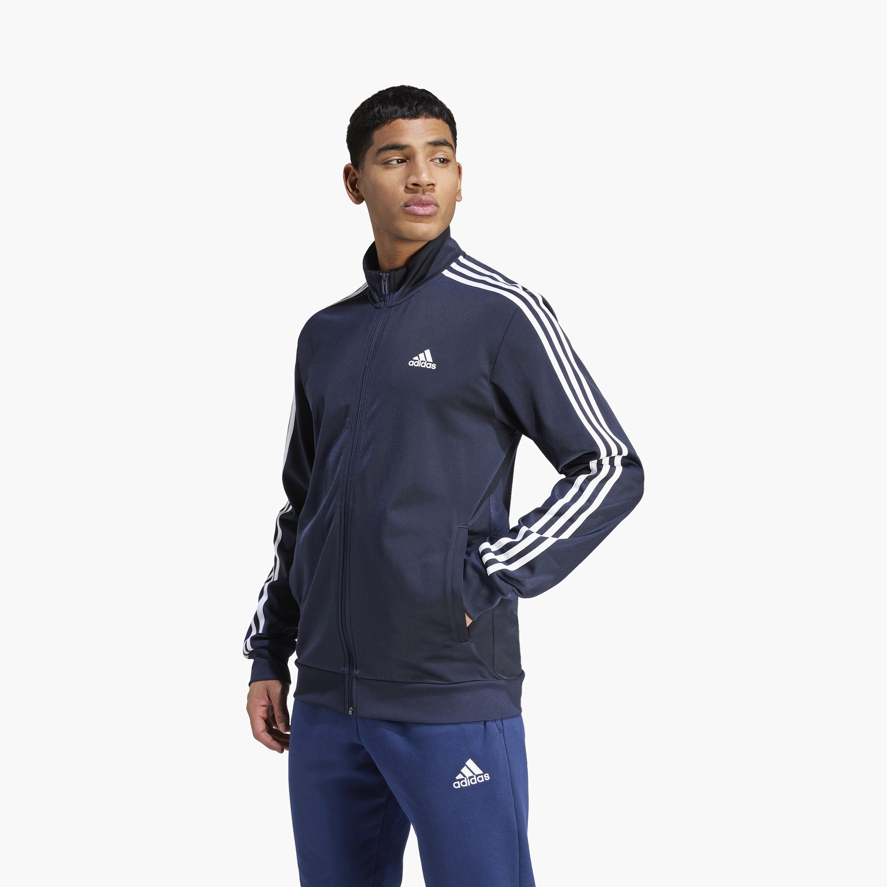 تراك جاكيت من أديداس ذو إسينشالز وورم أب 3-سترايبس للرجال H46100 | OE-men-clothing-jacketsandblazers-jackets-image-1