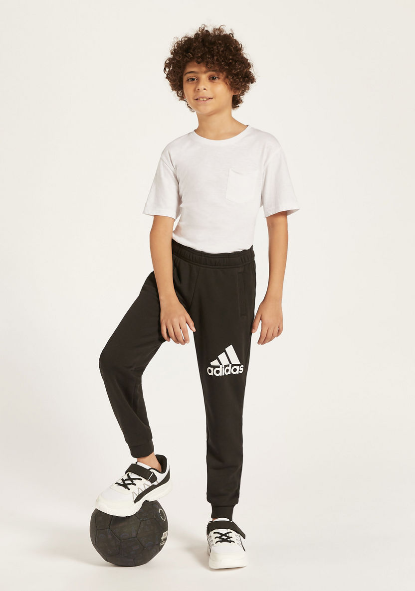 adidas Logo Print Joggers with Pockets and Elasticated Waistband-Bottoms-image-0