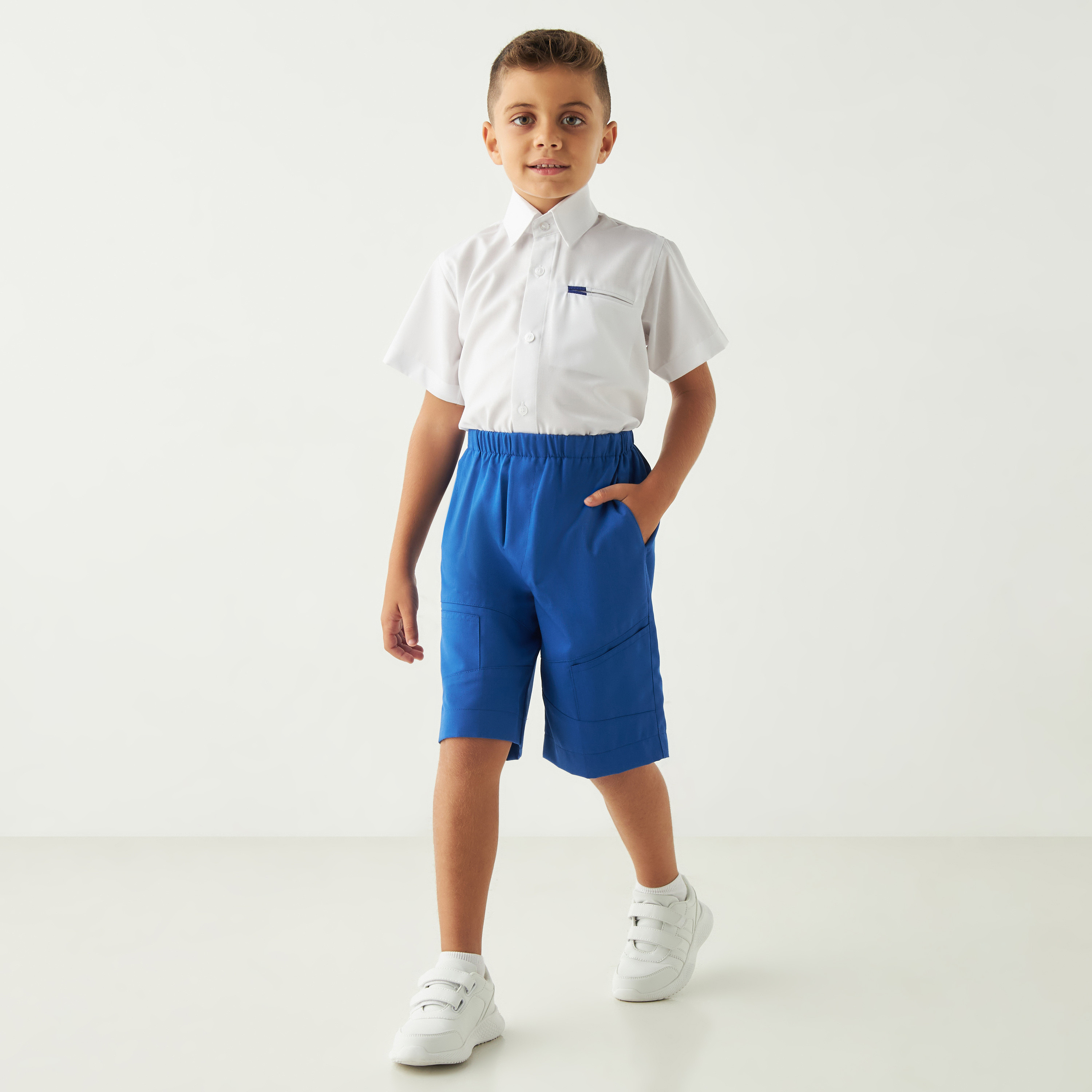 شورت سادة بخصر مطاطي من جونيورز-baby-boys-clothing-schoolwear-shorts-image-2