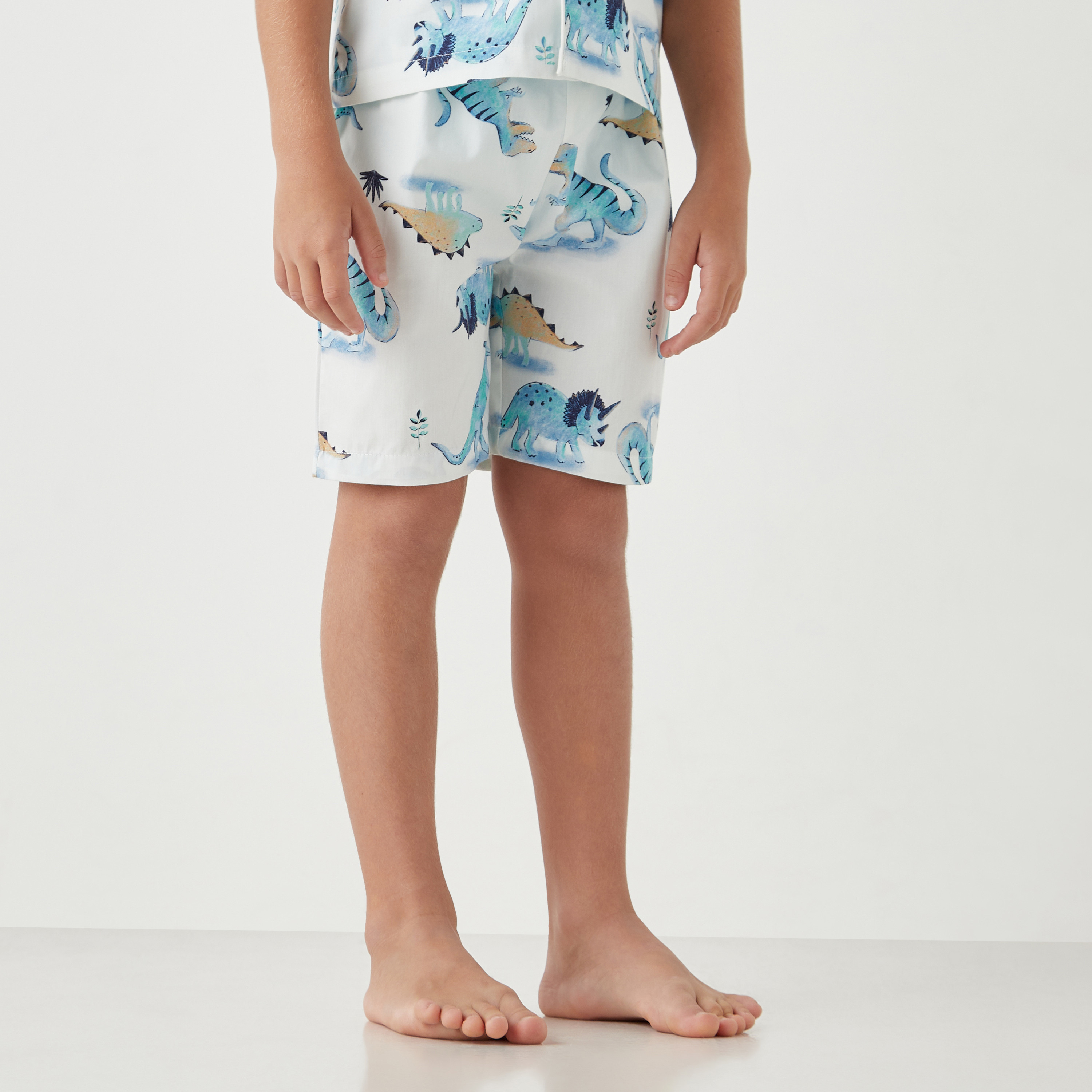 Juniors Dinosaur Print Shirt and Shorts Set-boys-clothing-nightwear-image-3