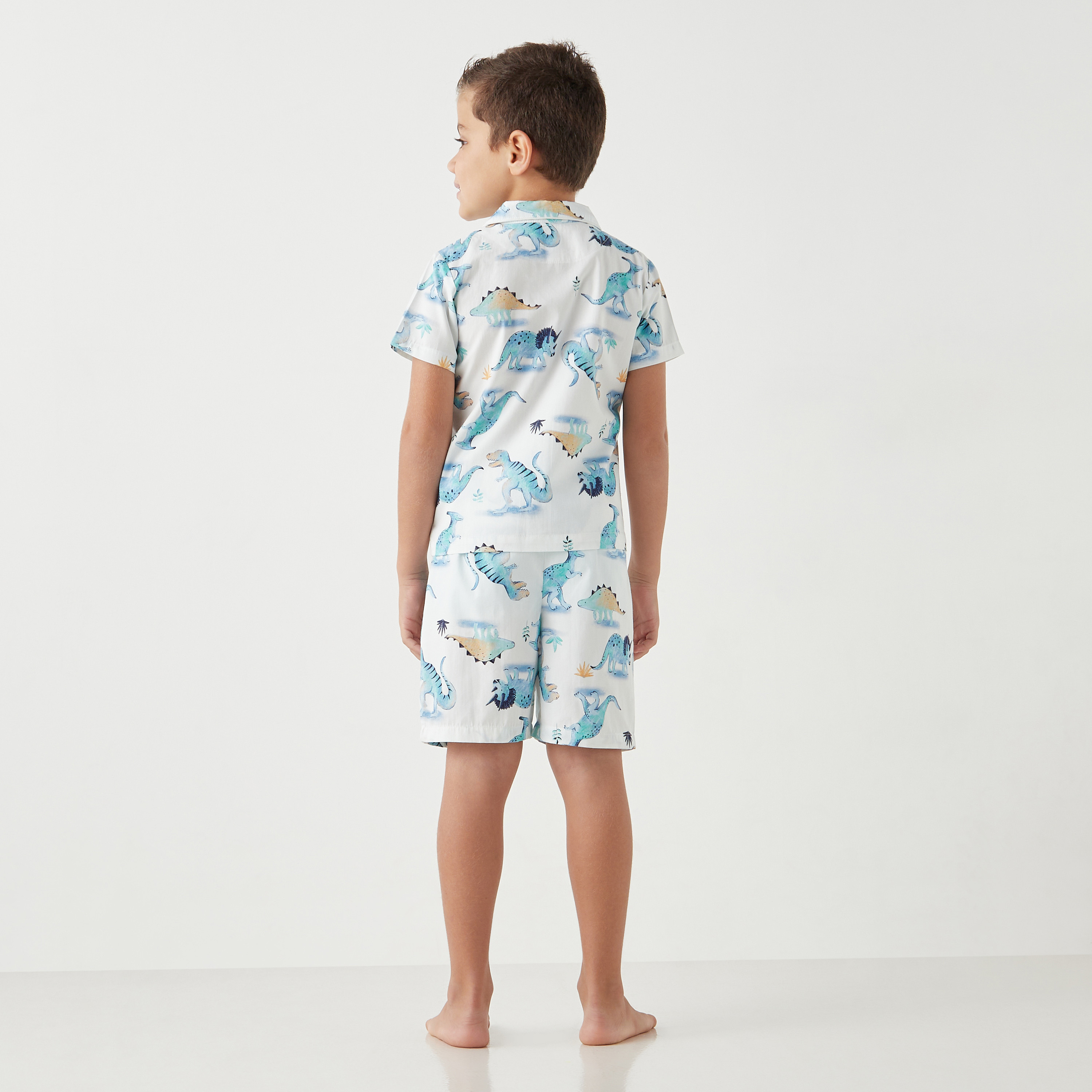 Juniors Dinosaur Print Shirt and Shorts Set-boys-clothing-nightwear-image-4