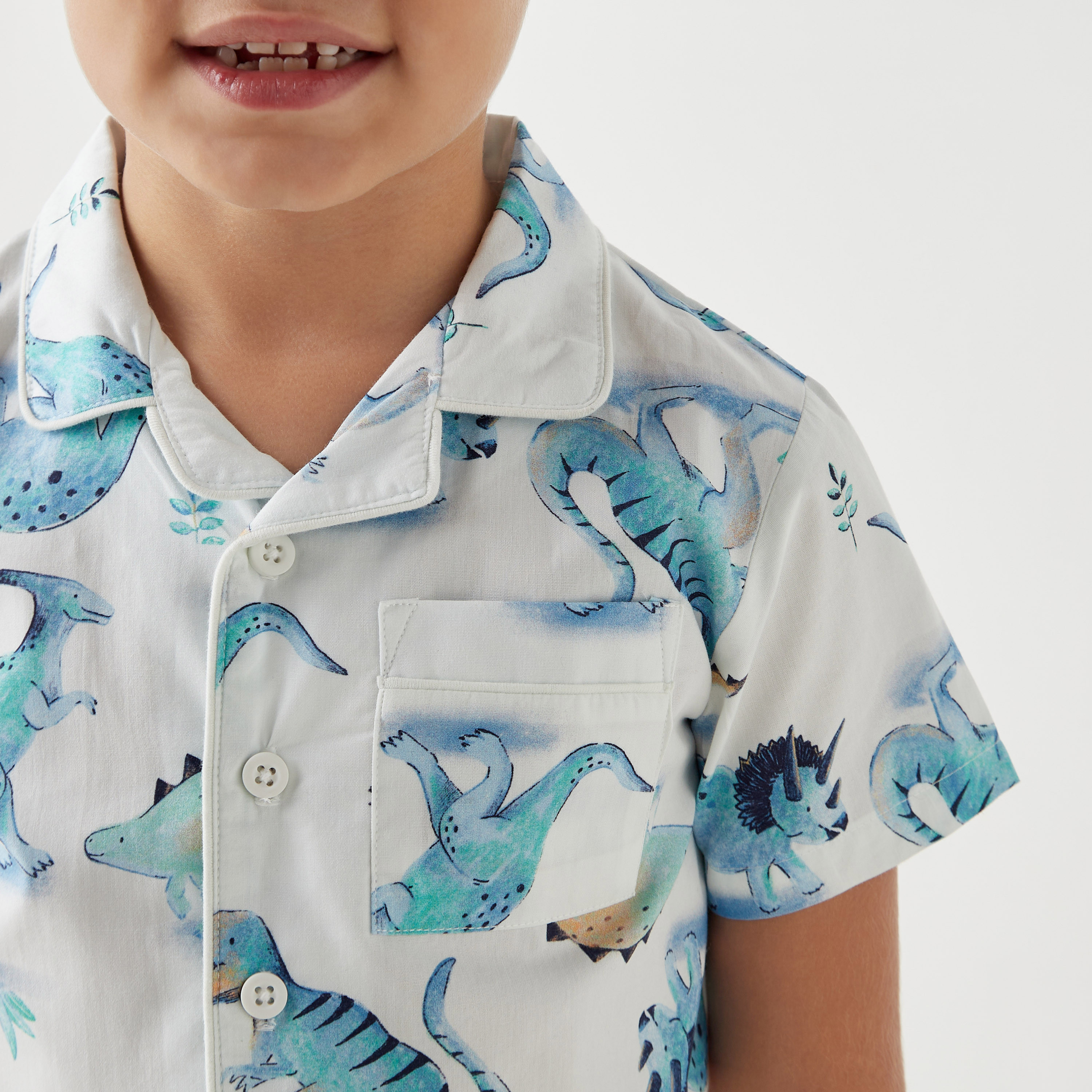 Juniors Dinosaur Print Shirt and Shorts Set-boys-clothing-nightwear-image-5