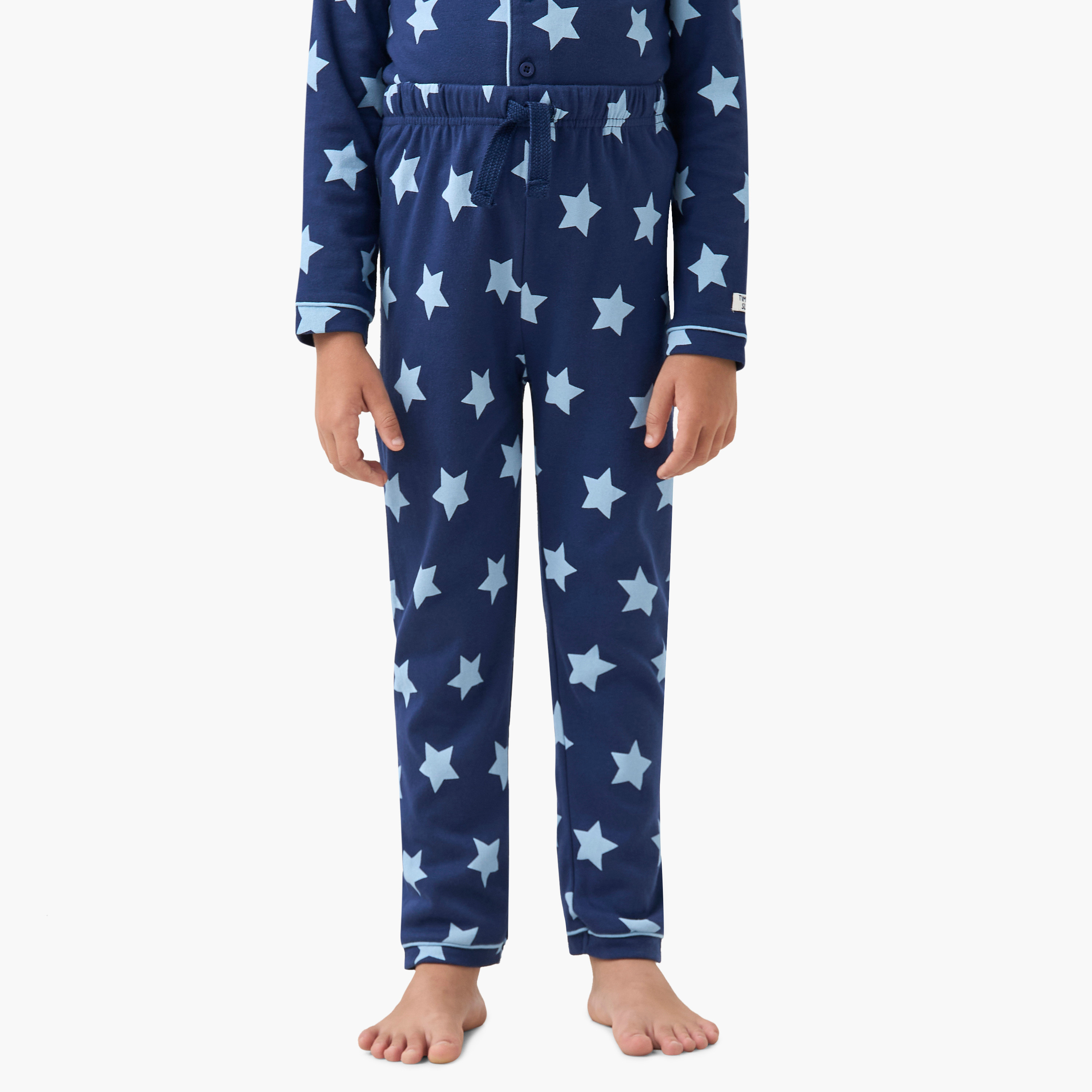 Juniors All-Over Star Print Long Sleeves Shirt and Pyjama Set-boys-clothing-nightwear-image-3