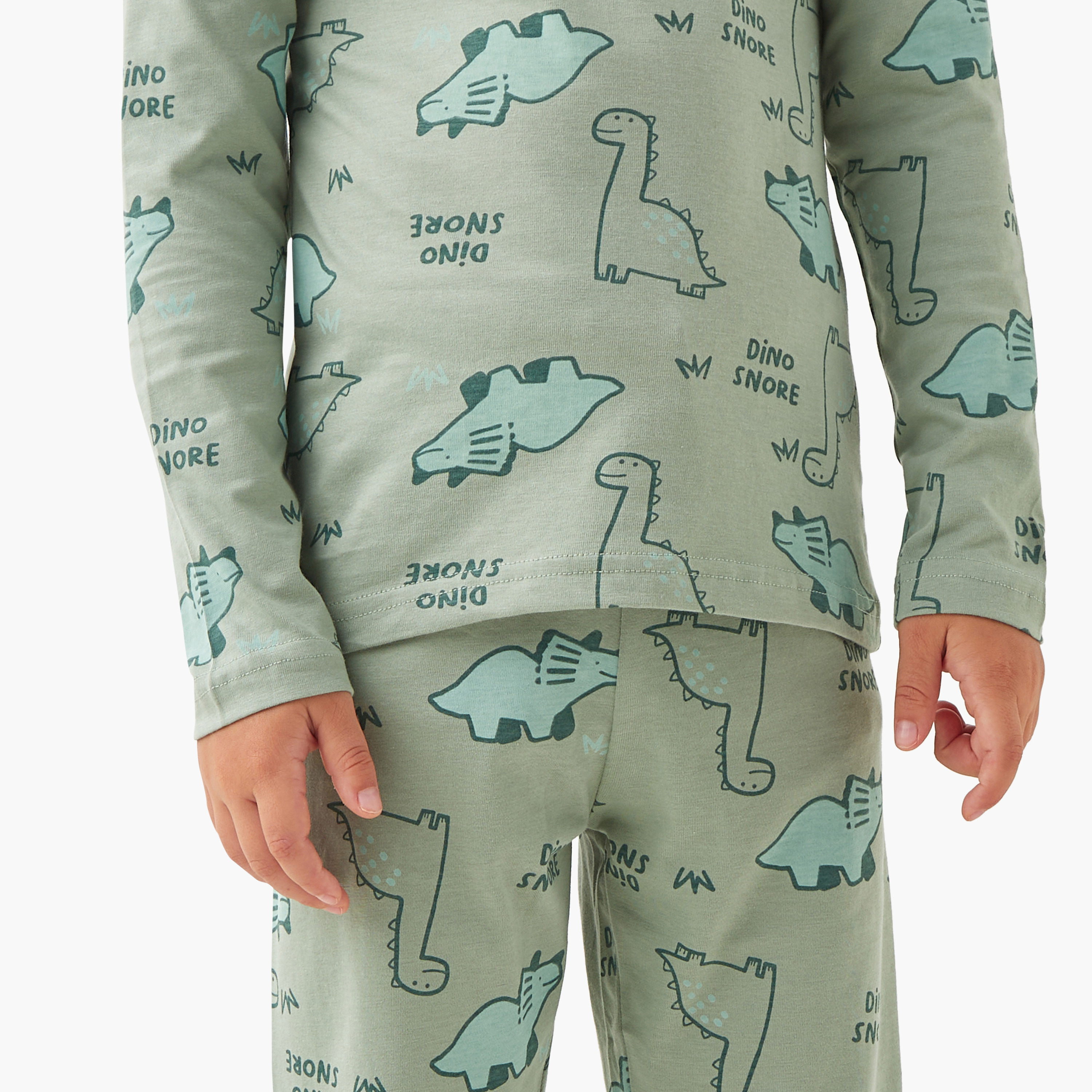 بنطلون بيجاما وتيشيرت بأكمام طويلة وطبعات ديناصور من جونيورز - مجموعة من طقمين-boys-clothing-nightwear-image-6