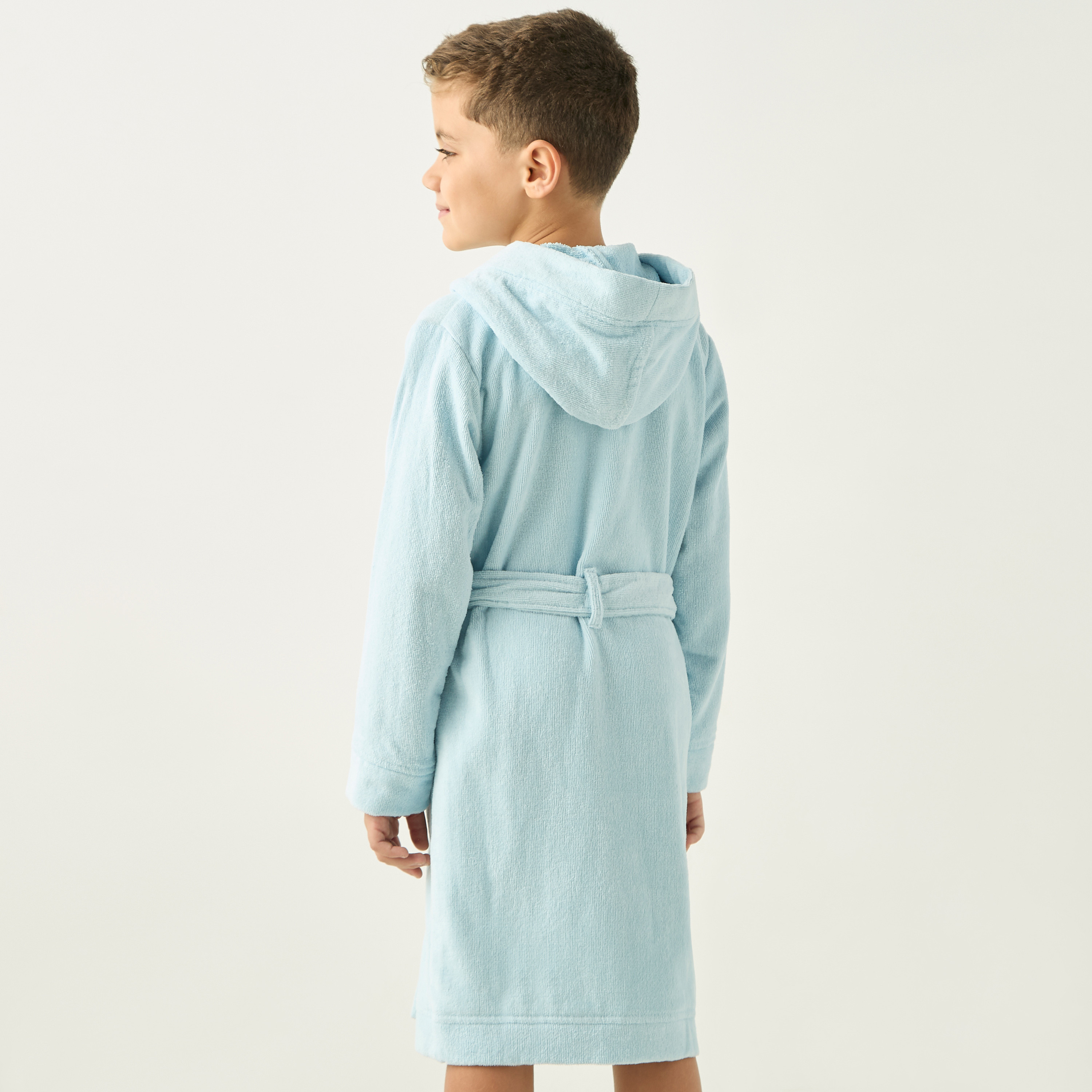 Juniors Embroidered Hooded Robe with Tie-Up Belt and Pockets-boys-clothing-nightwear-image-3