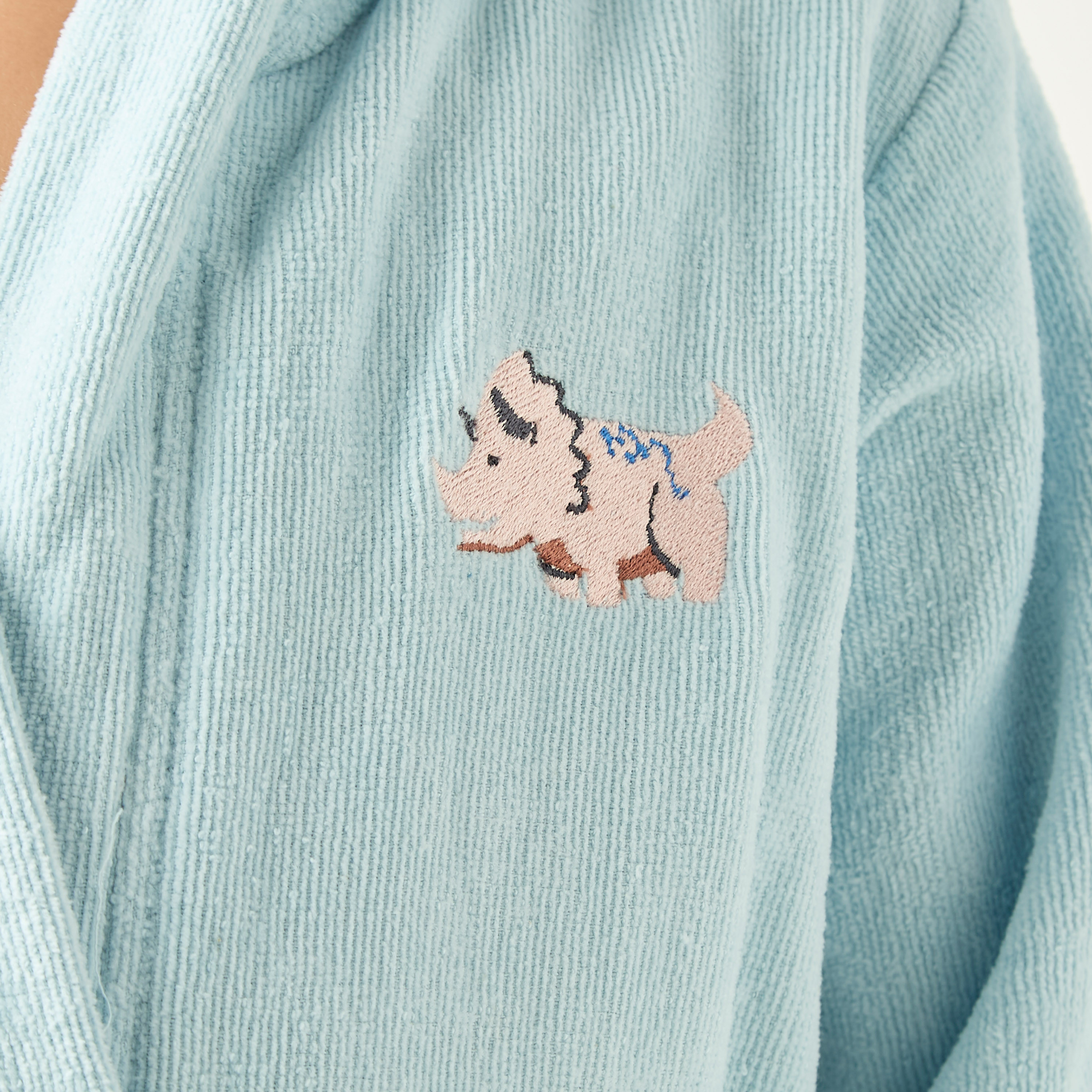 Juniors Embroidered Hooded Robe with Tie-Up Belt and Pockets-boys-clothing-nightwear-image-4