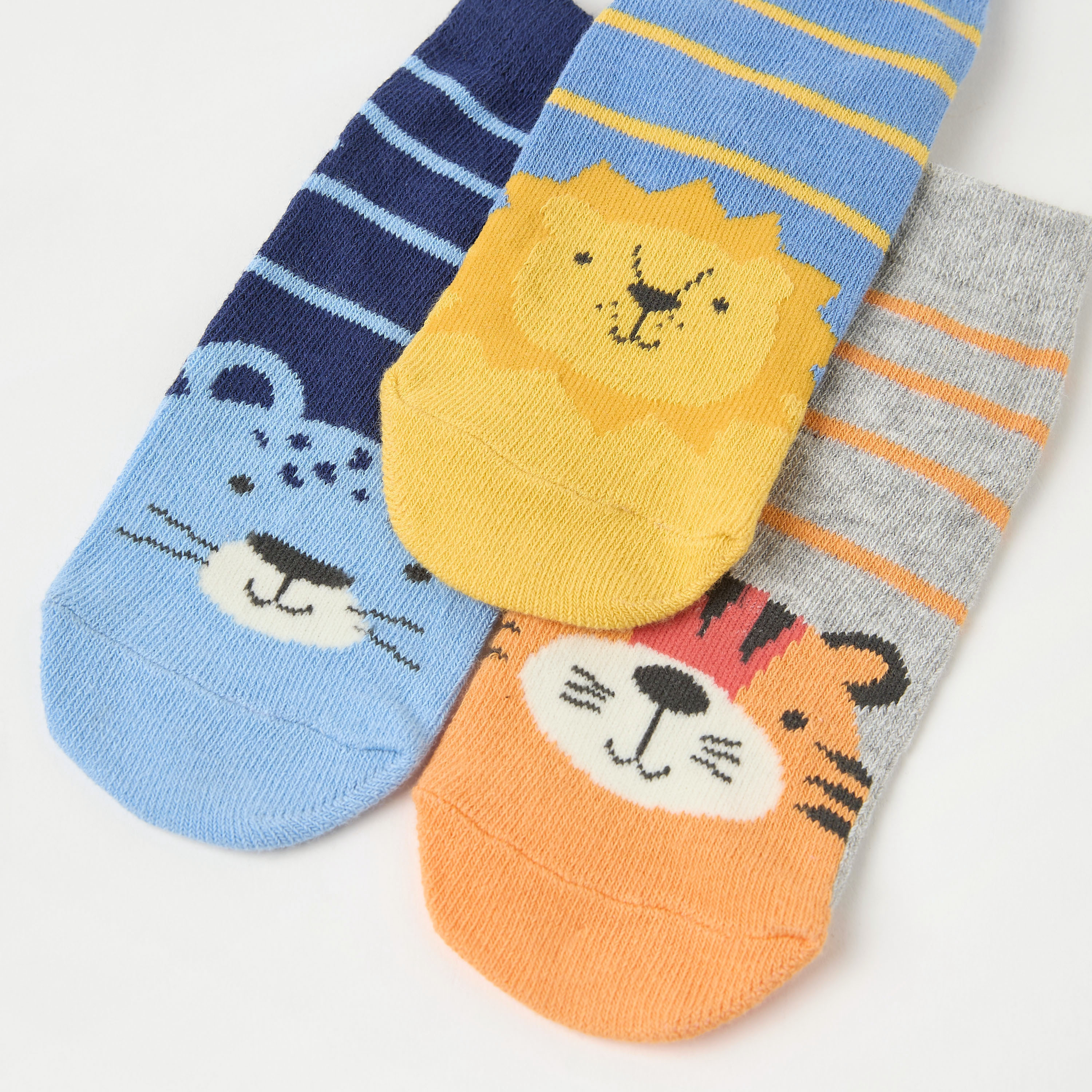 جوارب طول الكاحل بطبعات حيوانات من جونيورز - طقم من 3 أزواج-boys-accessories-socks-image-4