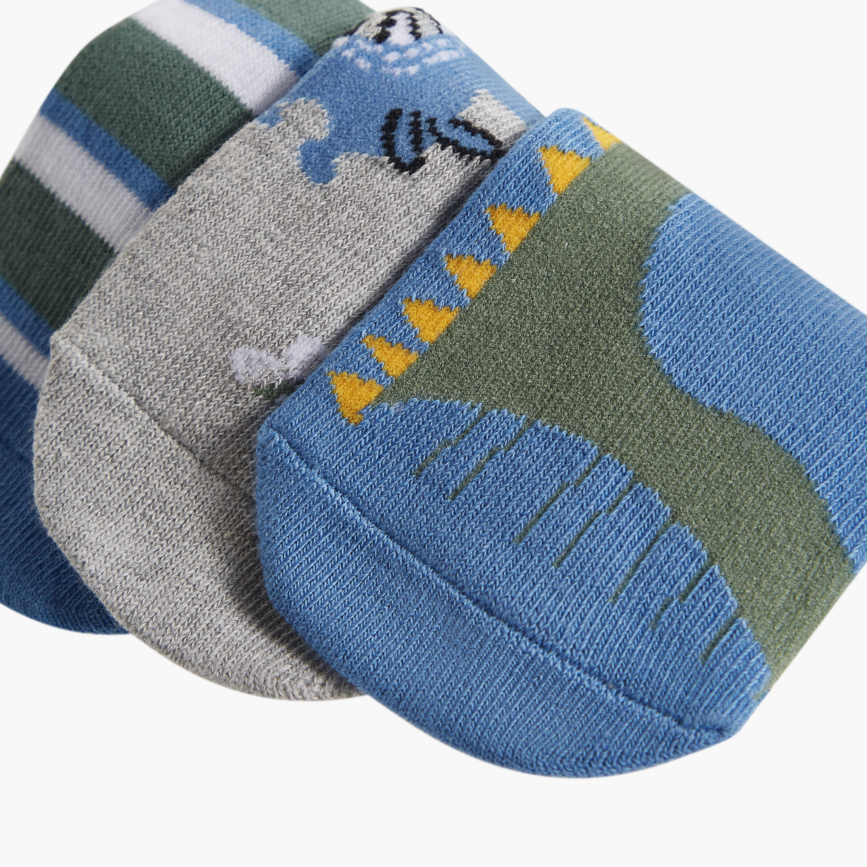 Juniors Dinosaur Print Ankle Length Socks - Set of 4-baby-boys-accessories-socks-image-3