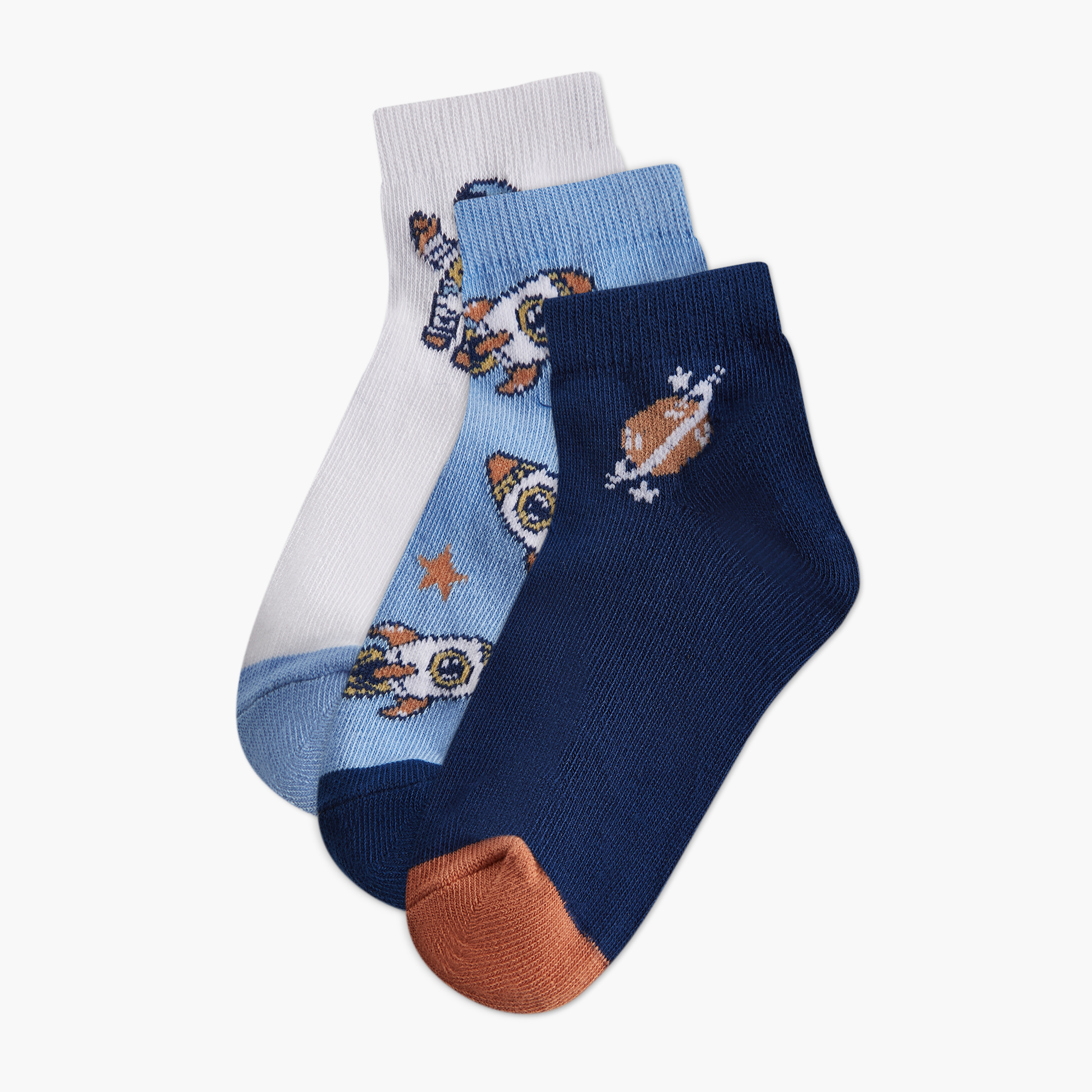 Juniors Space Print Socks - Set of 3-baby-boys-accessories-socks-image-1