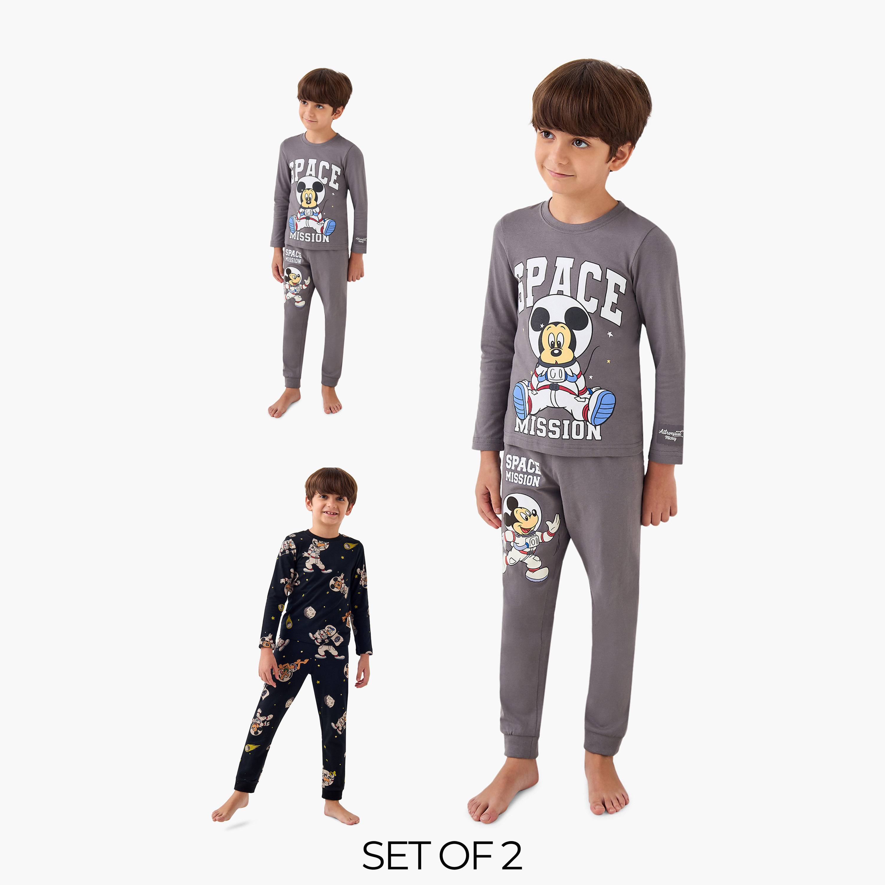 Disney Mickey Mouse Print T-shirt with Pyjama - Set of 2-boys-clothing-nightwear-image-1