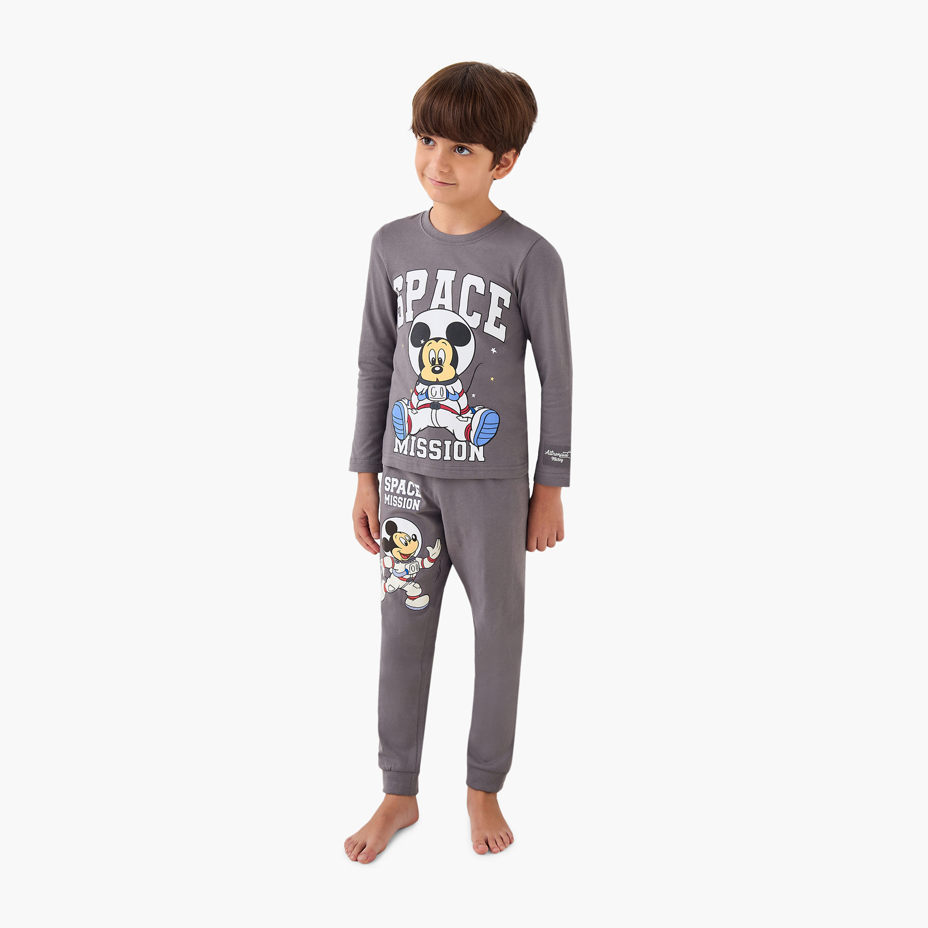 Disney Mickey Mouse Print T-shirt with Pyjama - Set of 2-boys-clothing-nightwear-image-2