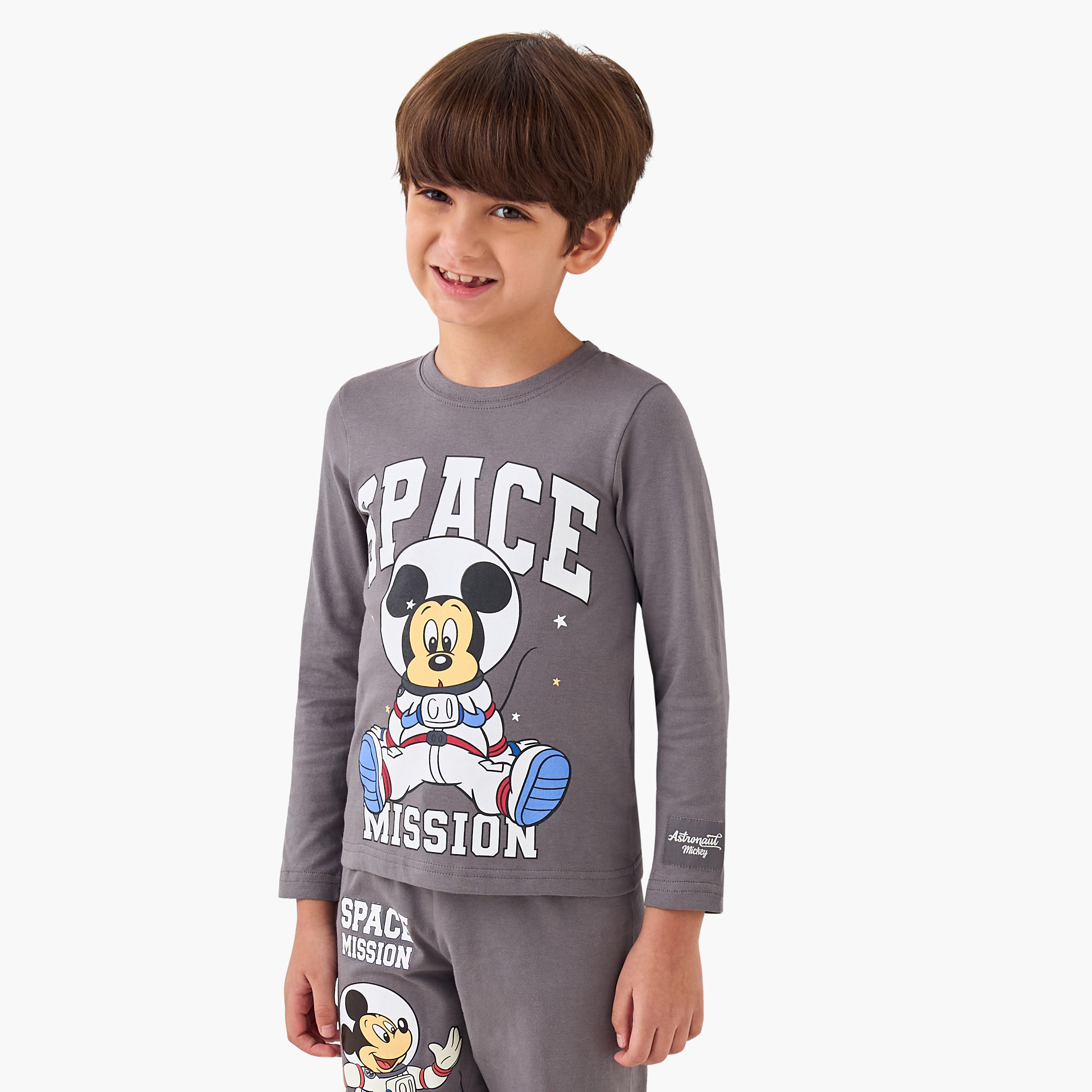 Disney Mickey Mouse Print T-shirt with Pyjama - Set of 2-boys-clothing-nightwear-image-3