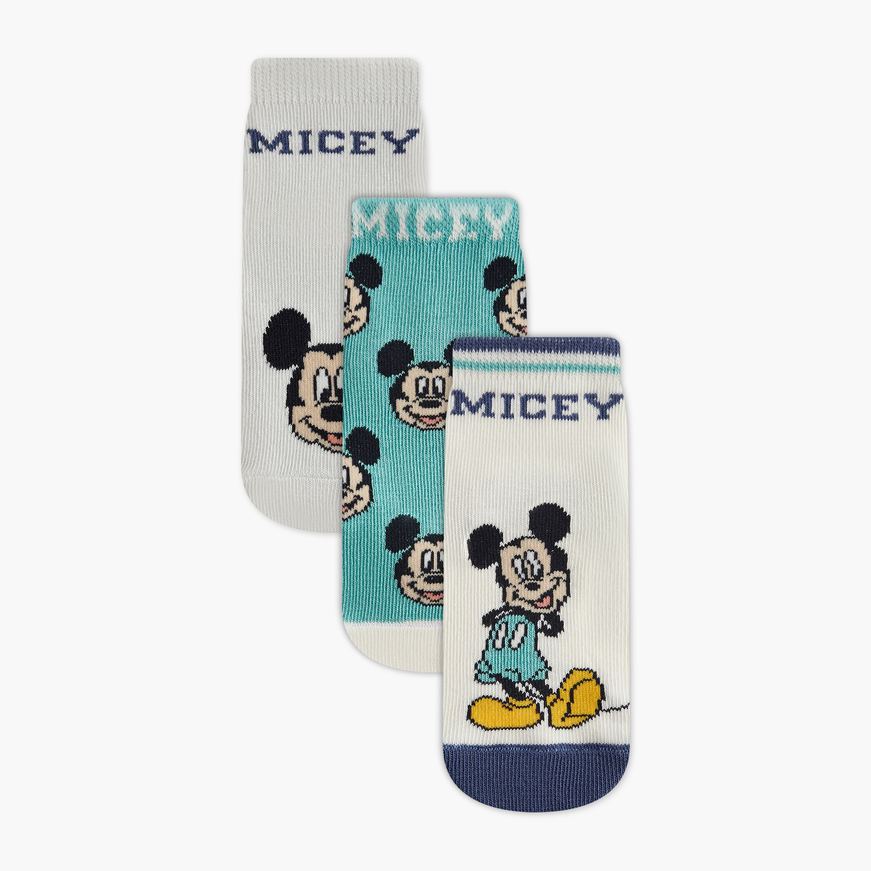 Disney Mickey Mouse Detail Ankle Length Socks - Set of 3-boys-accessories-socks-image-1