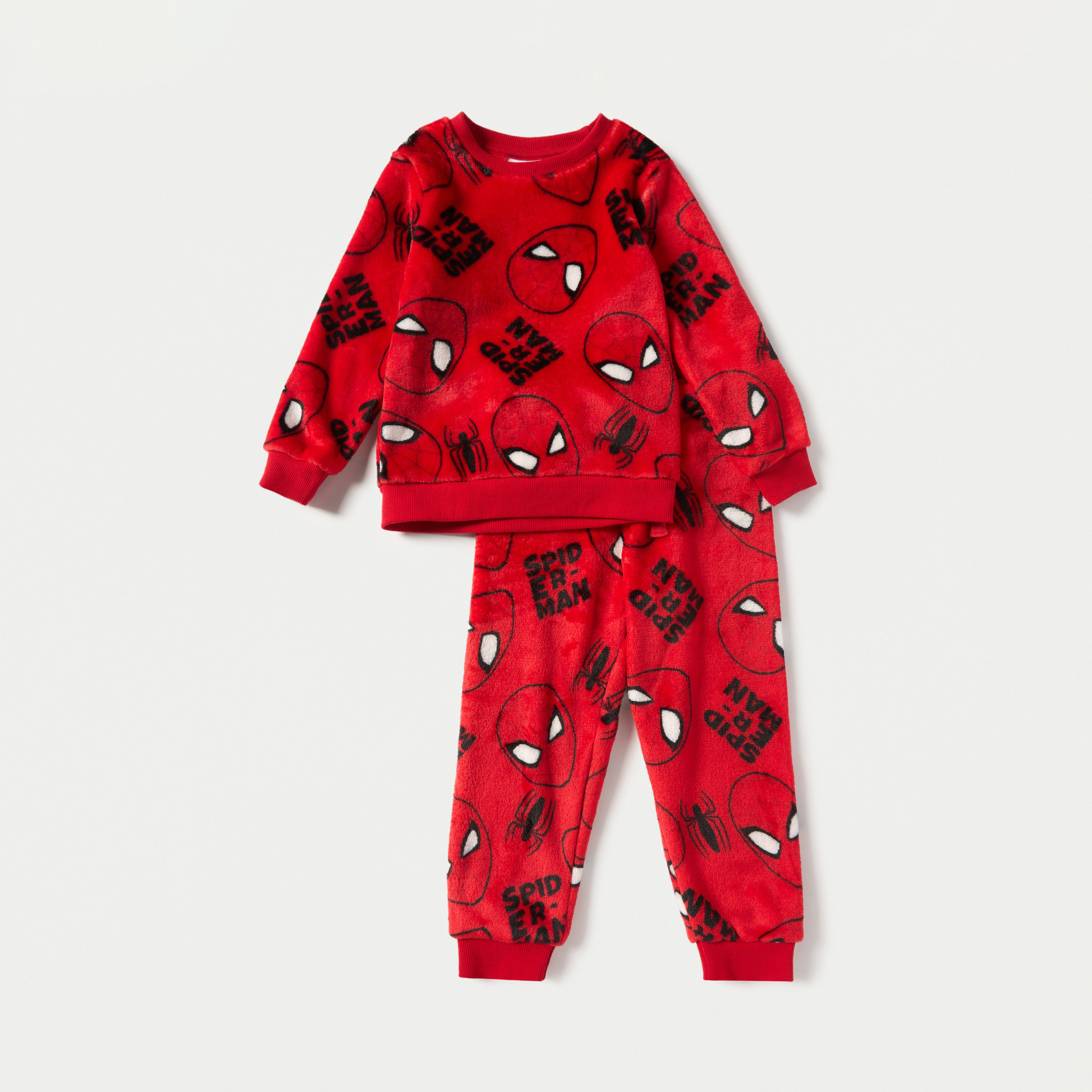 Spider-Man Print Sweatshirt and Pyjama Set-boys-clothing-nightwear-image-1