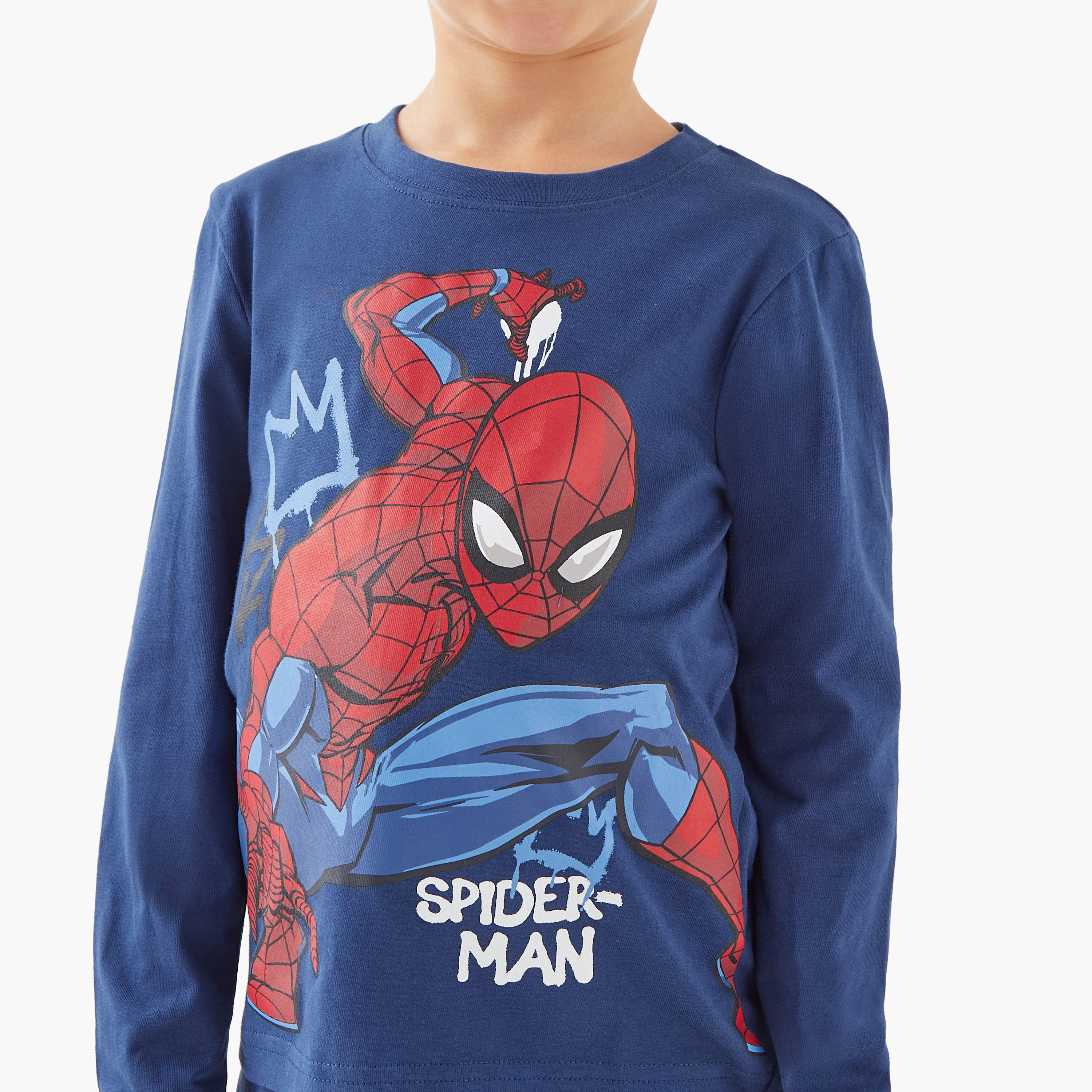 Spider-Man Print T-shirt and Pyjamas - Set of 2-boys-clothing-nightwear-image-5