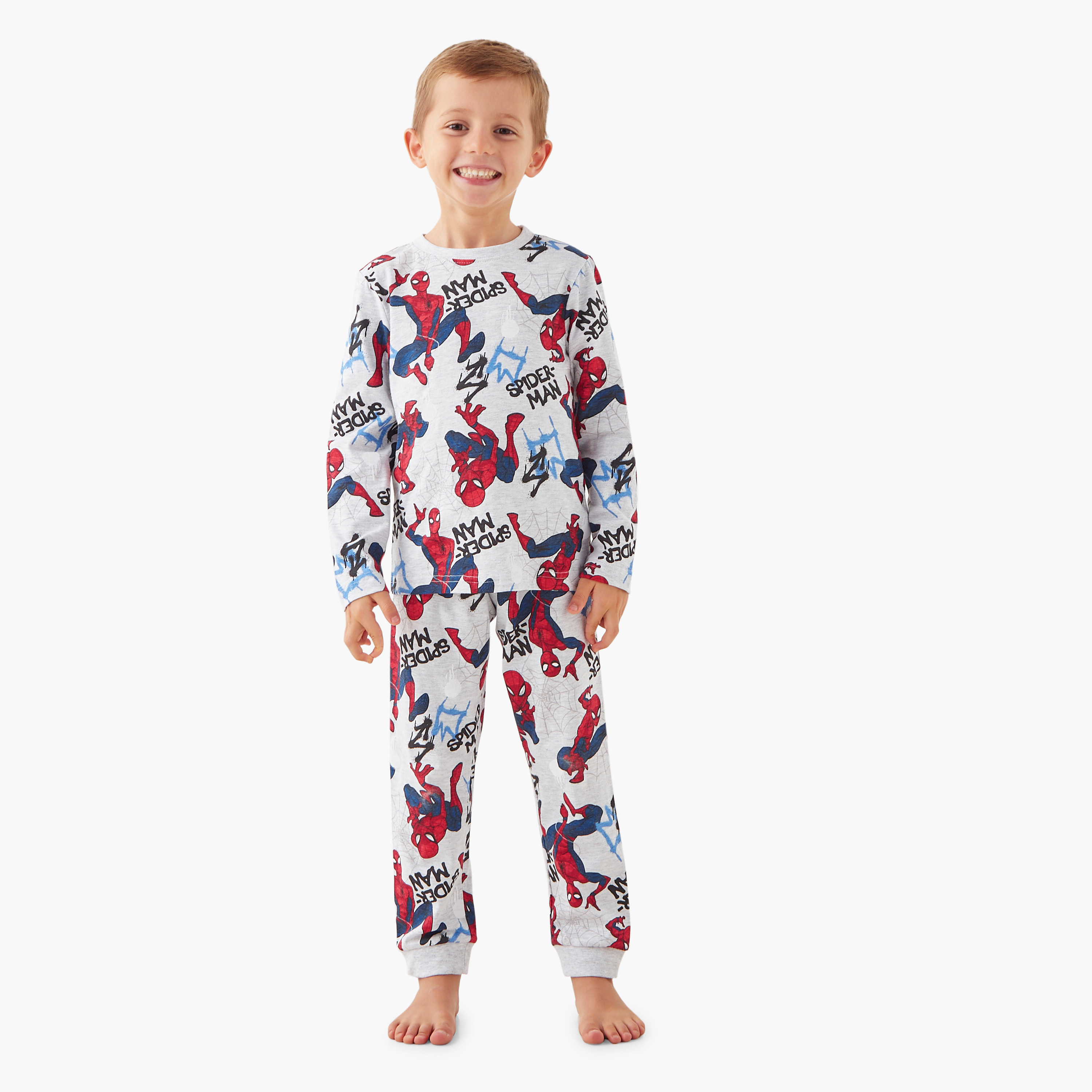 Spider-Man Print T-shirt and Pyjamas - Set of 2-boys-clothing-nightwear-image-6