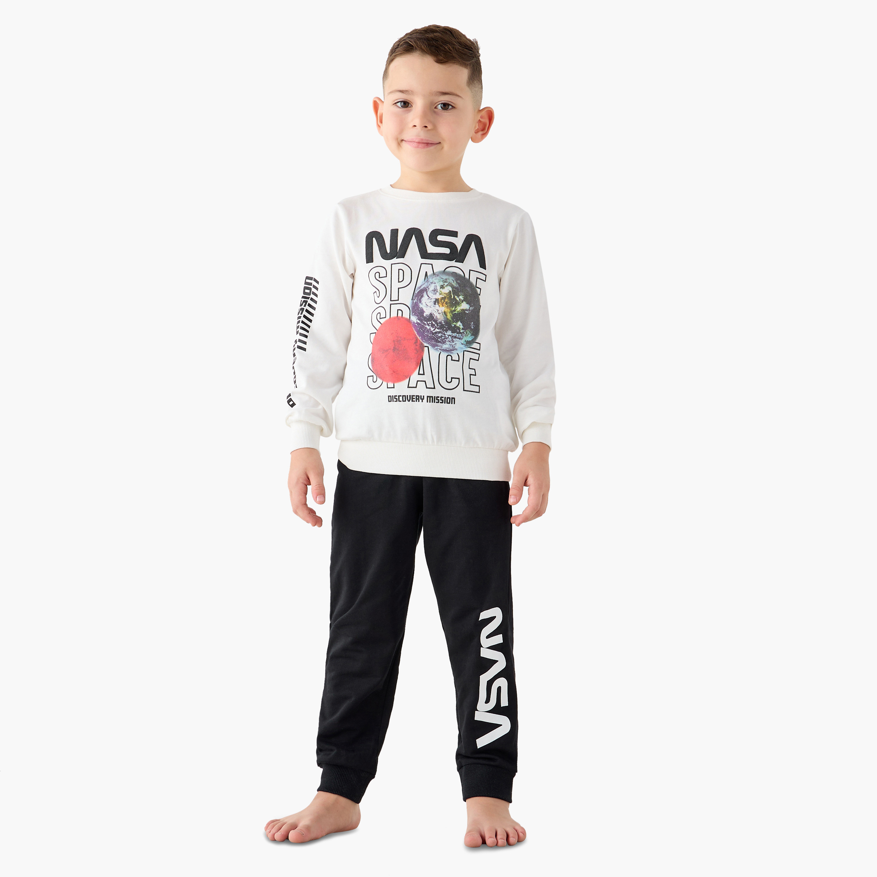 NASA Printed T-shirt and Pyjama Set-boys-clothing-nightwear-image-1
