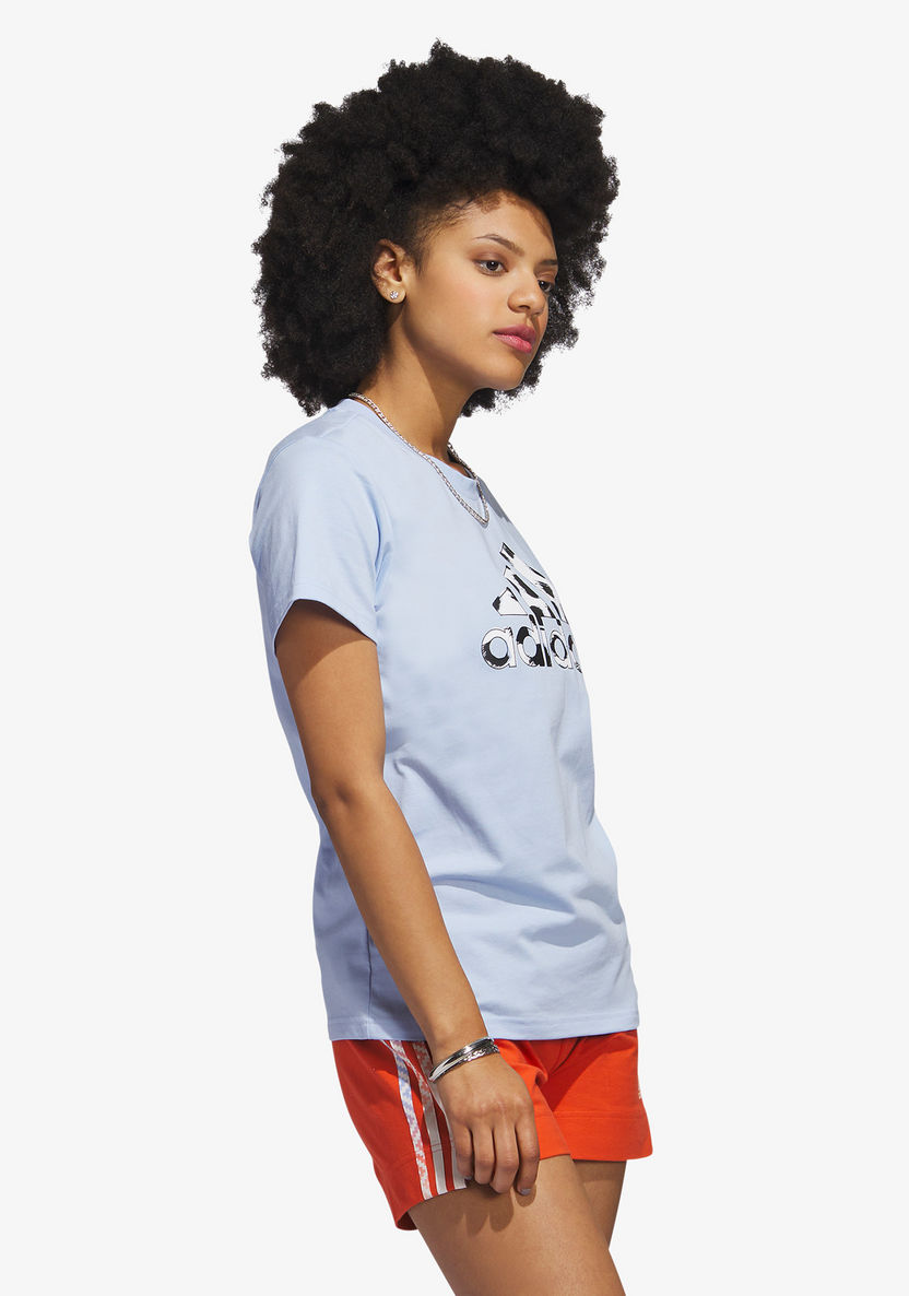 Adidas Women's Logo Print Round Neck T-shirt - H52226-T Shirts & Vests-image-2