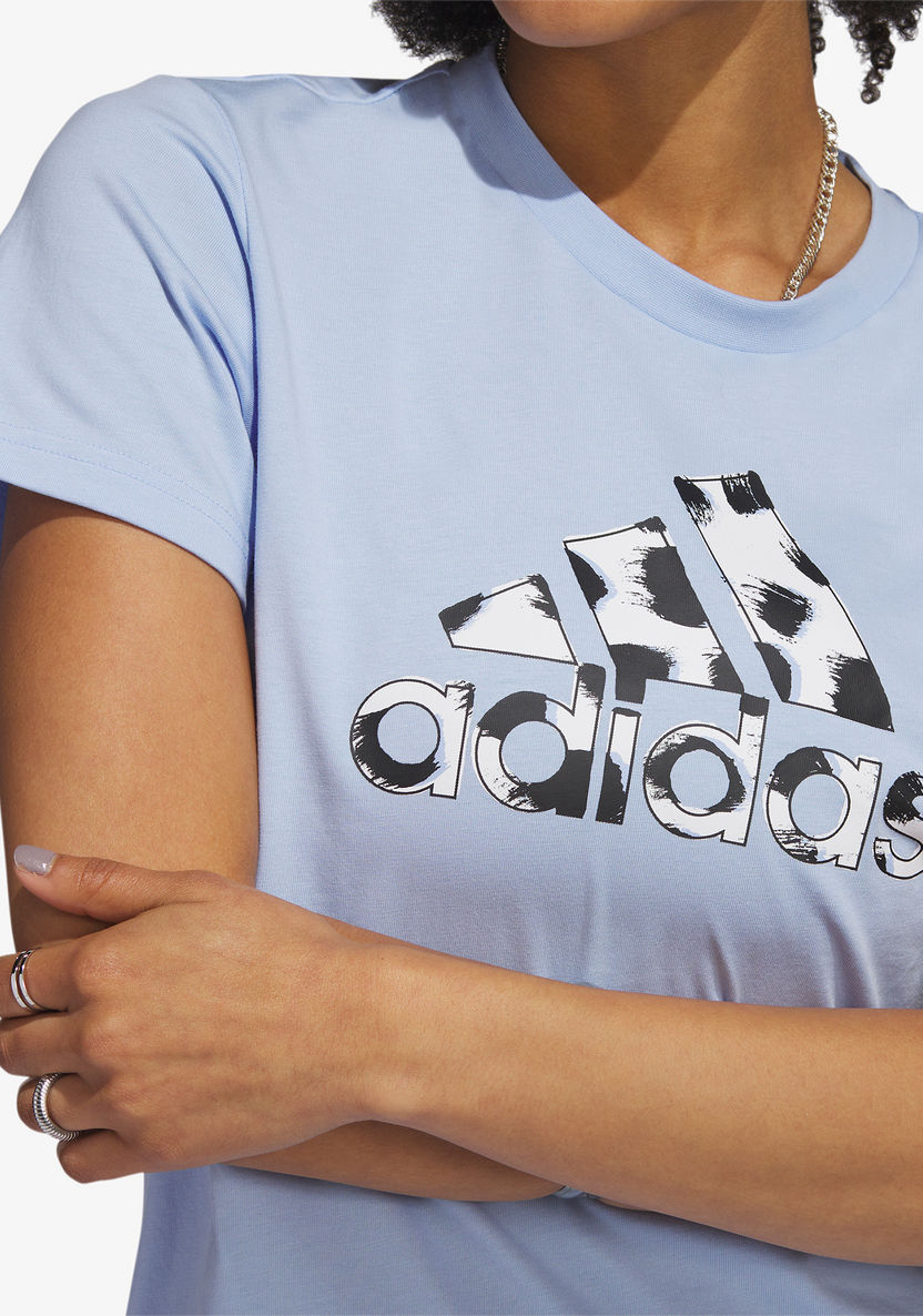 Adidas Women's Logo Print Round Neck T-shirt - H52226-T Shirts & Vests-image-3