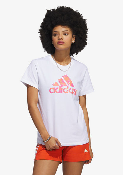 Adidas Women's Logo Print Round Neck T-shirt - H52227