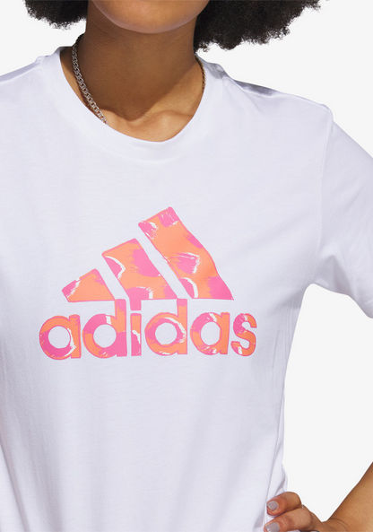 Adidas Women's Logo Print Round Neck T-shirt - H52227-T Shirts & Vests-image-3