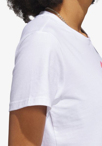 Adidas Women's Logo Print Round Neck T-shirt - H52227-T Shirts & Vests-image-4