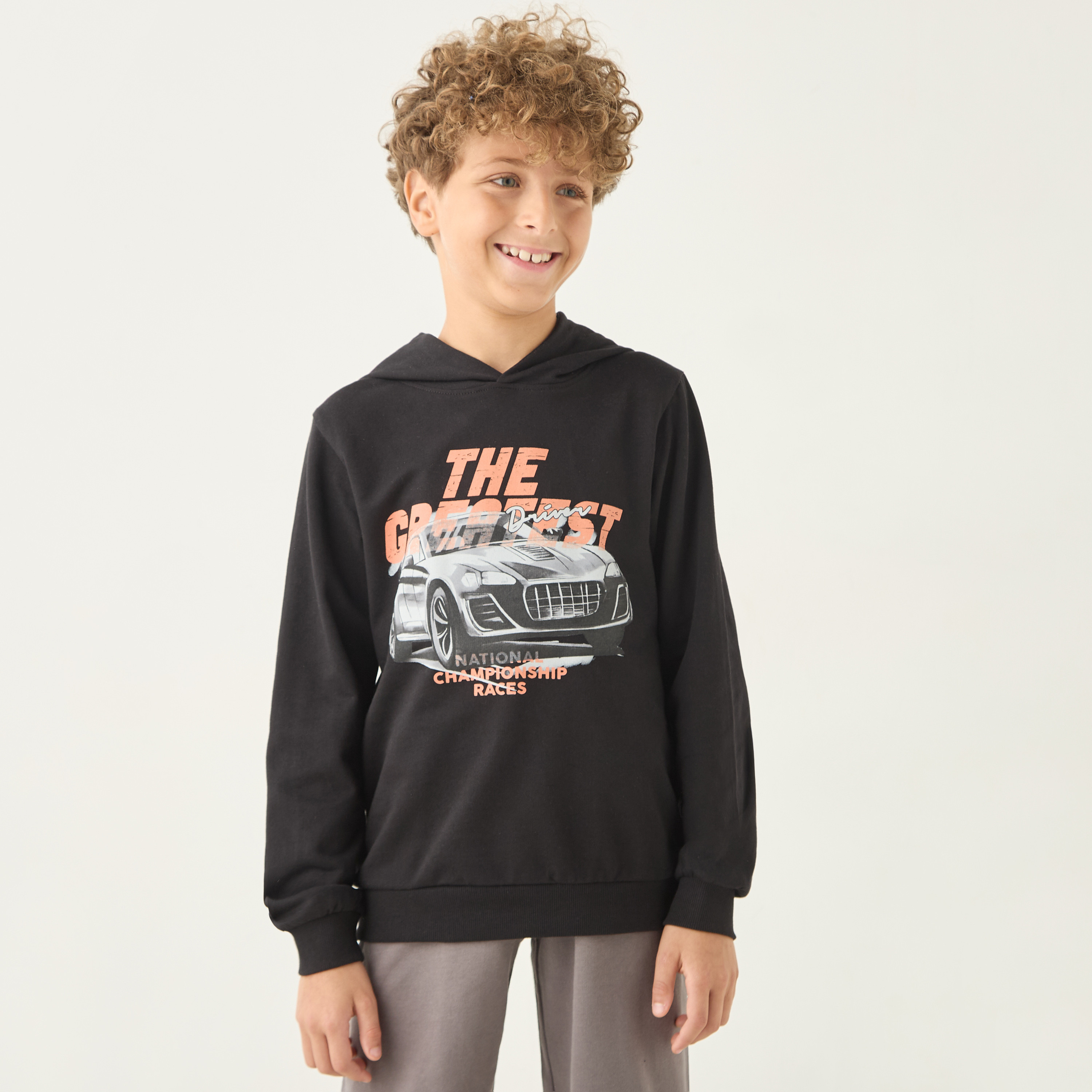 Juniors Printed Hooded Sweatshirt and Pyjama Set-boys-clothing-nightwear-image-2