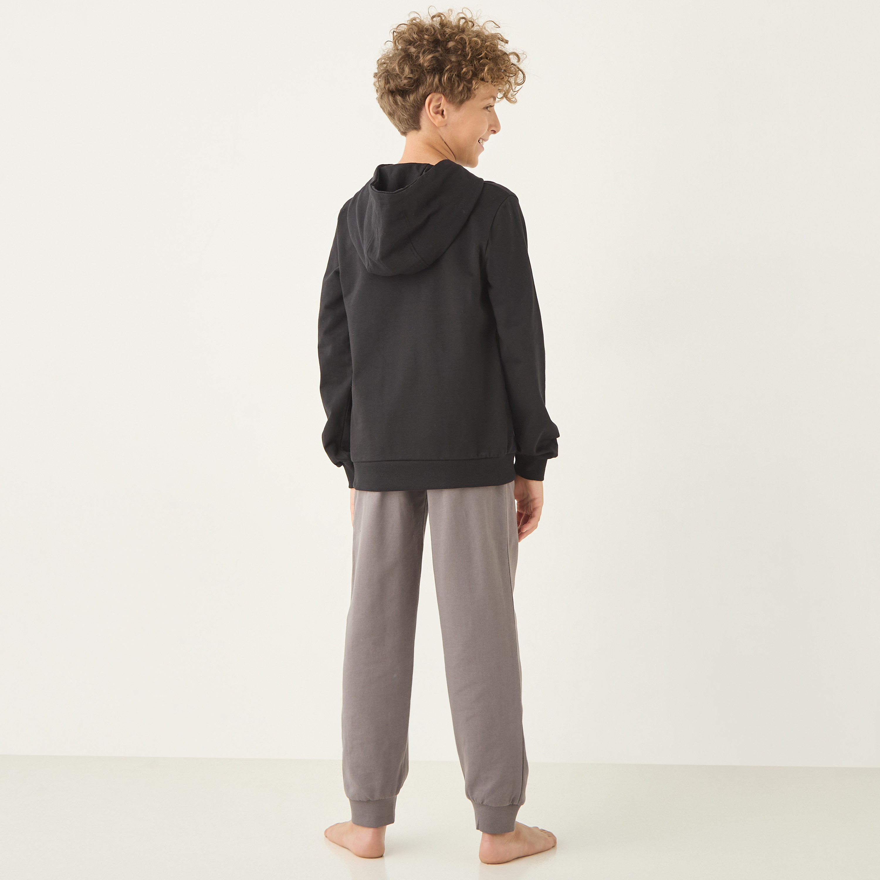 Juniors Printed Hooded Sweatshirt and Pyjama Set-boys-clothing-nightwear-image-4