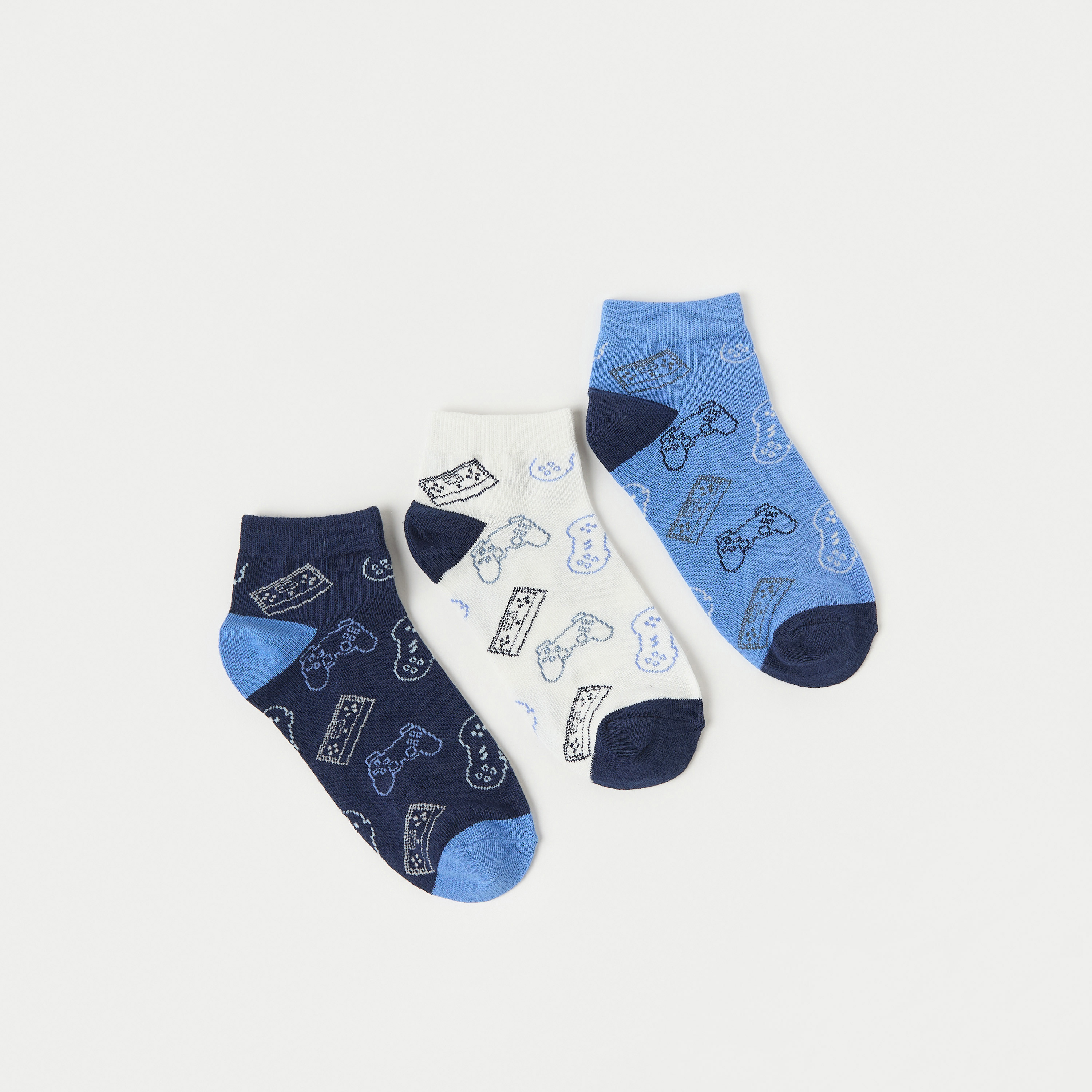 Juniors All-Over Gamer Print Socks - Set of 3-boys-accessories-socks-image-1