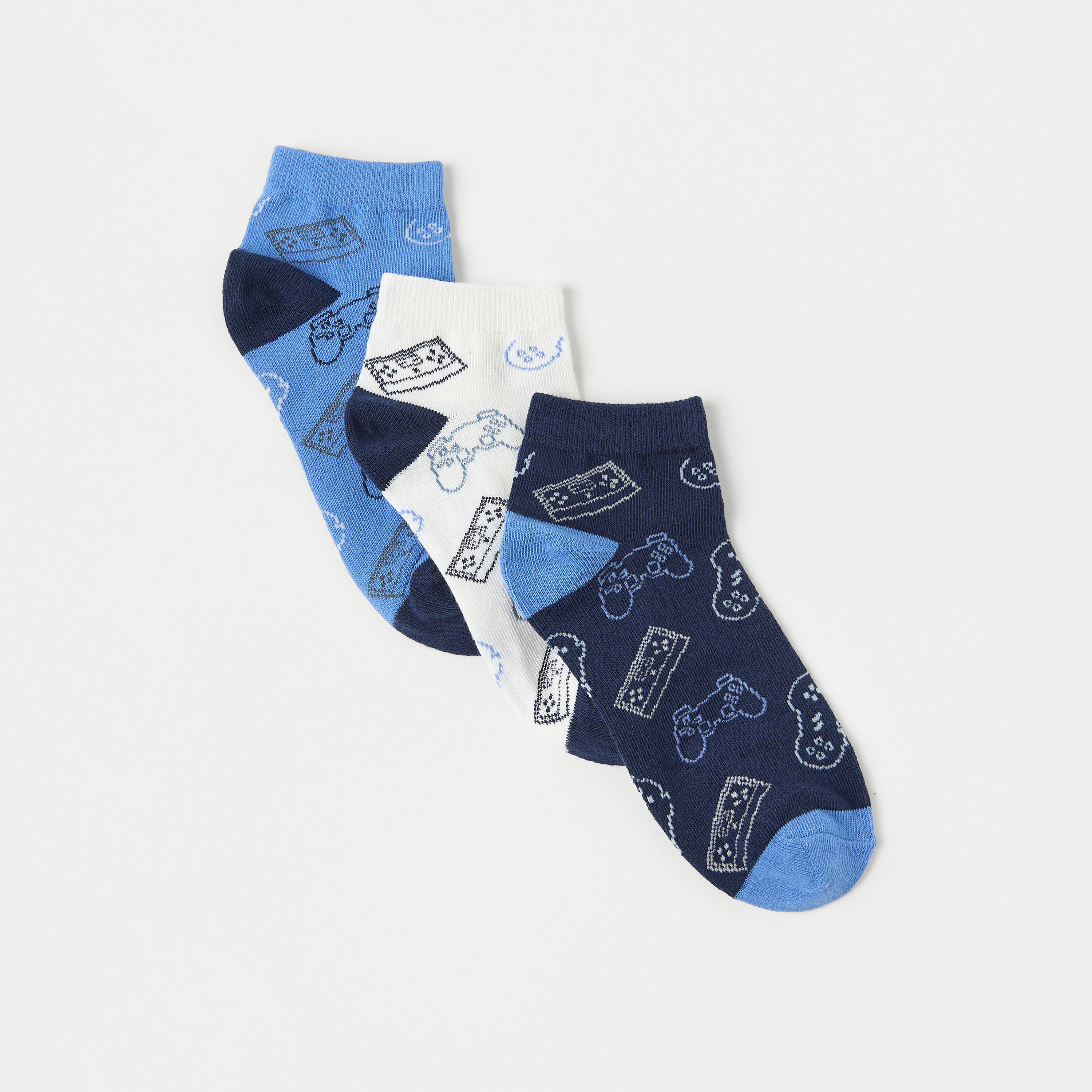 Juniors All-Over Gamer Print Socks - Set of 3-boys-accessories-socks-image-2