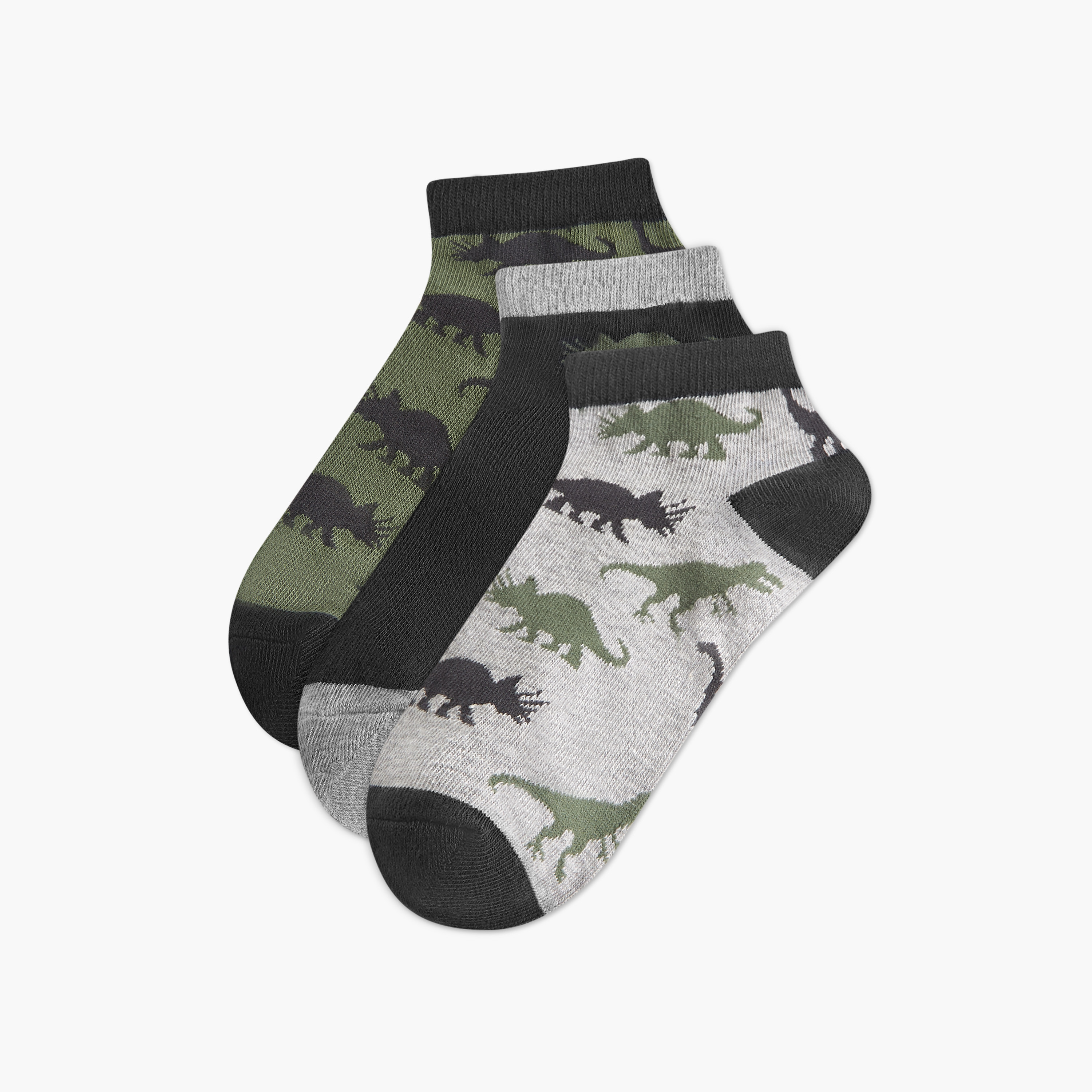 Juniors Dinosaur Print Socks - Set of 3-boys-accessories-socks-image-1