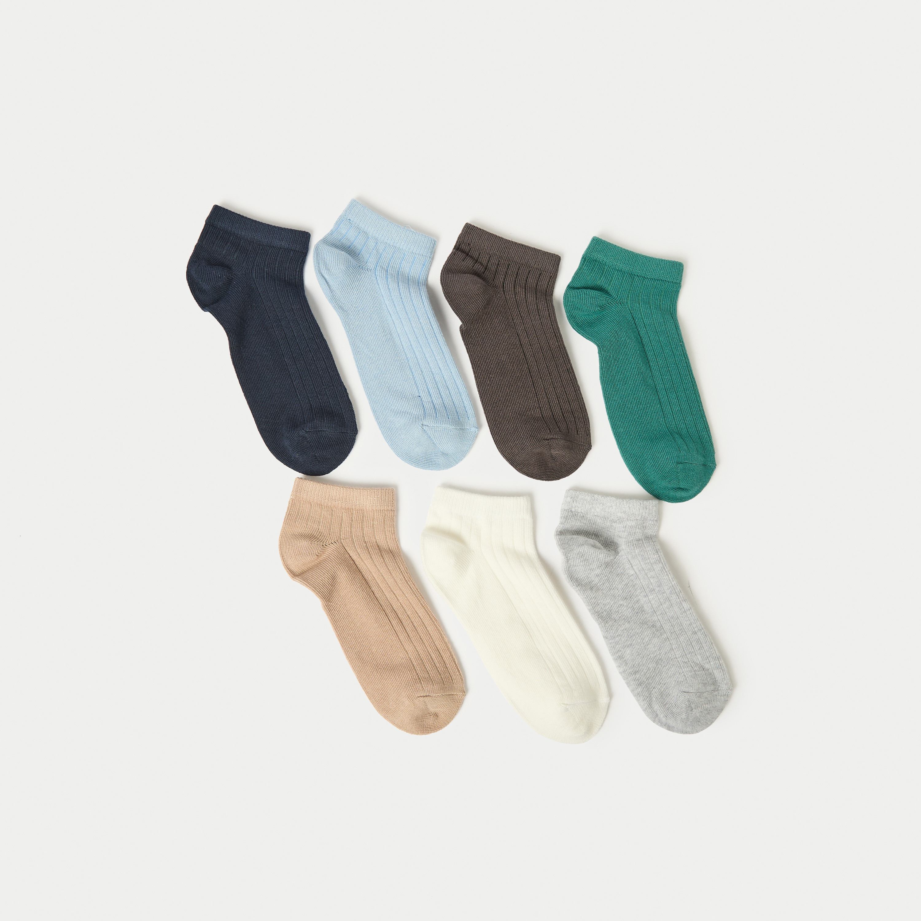 Juniors Ribbed Ankle Length Socks - Set of 7-boys-accessories-socks-image-1