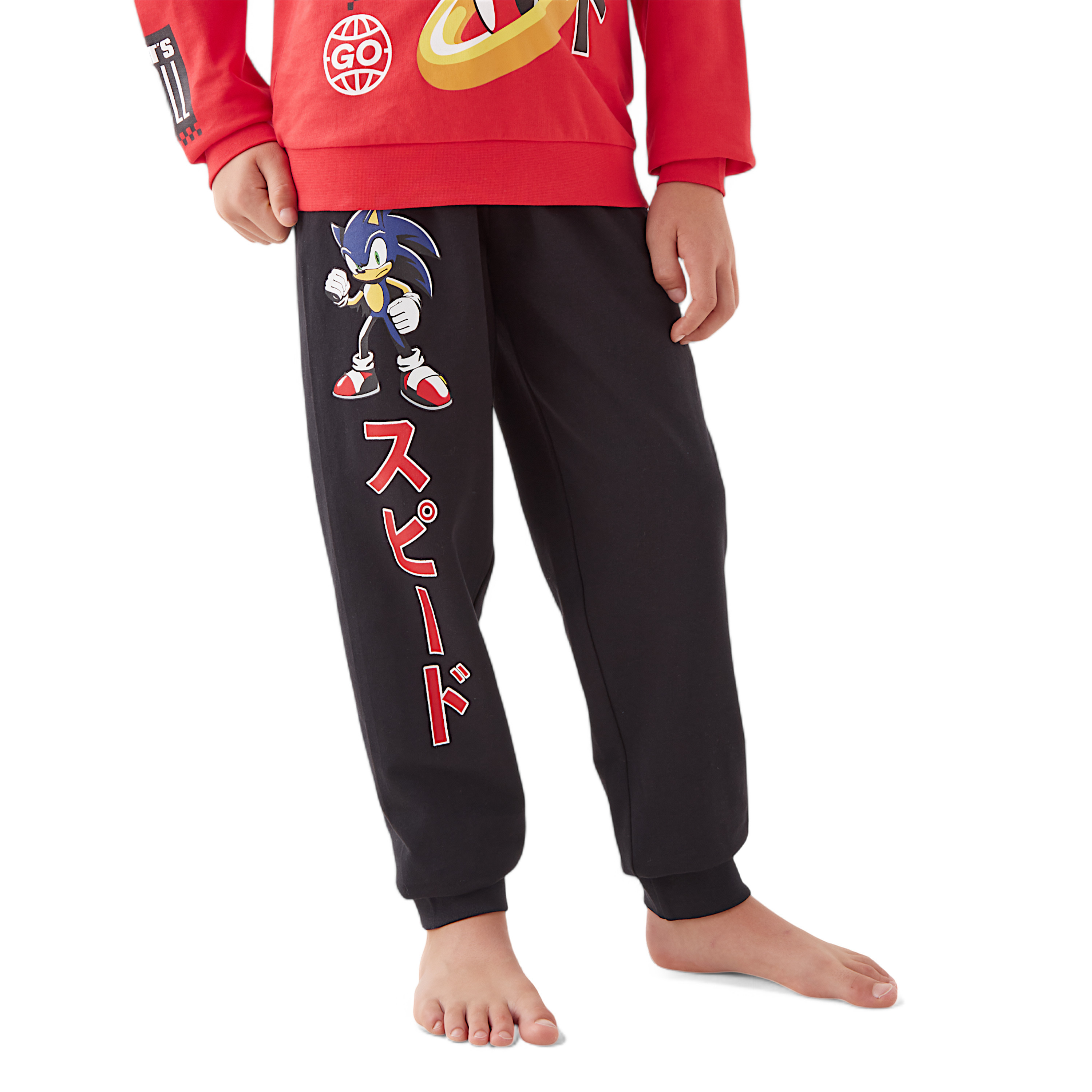 Sonic the Hedgehog Print Long Sleeves Sweatshirt and Joggers Set-boys-clothing-nightwear-image-4